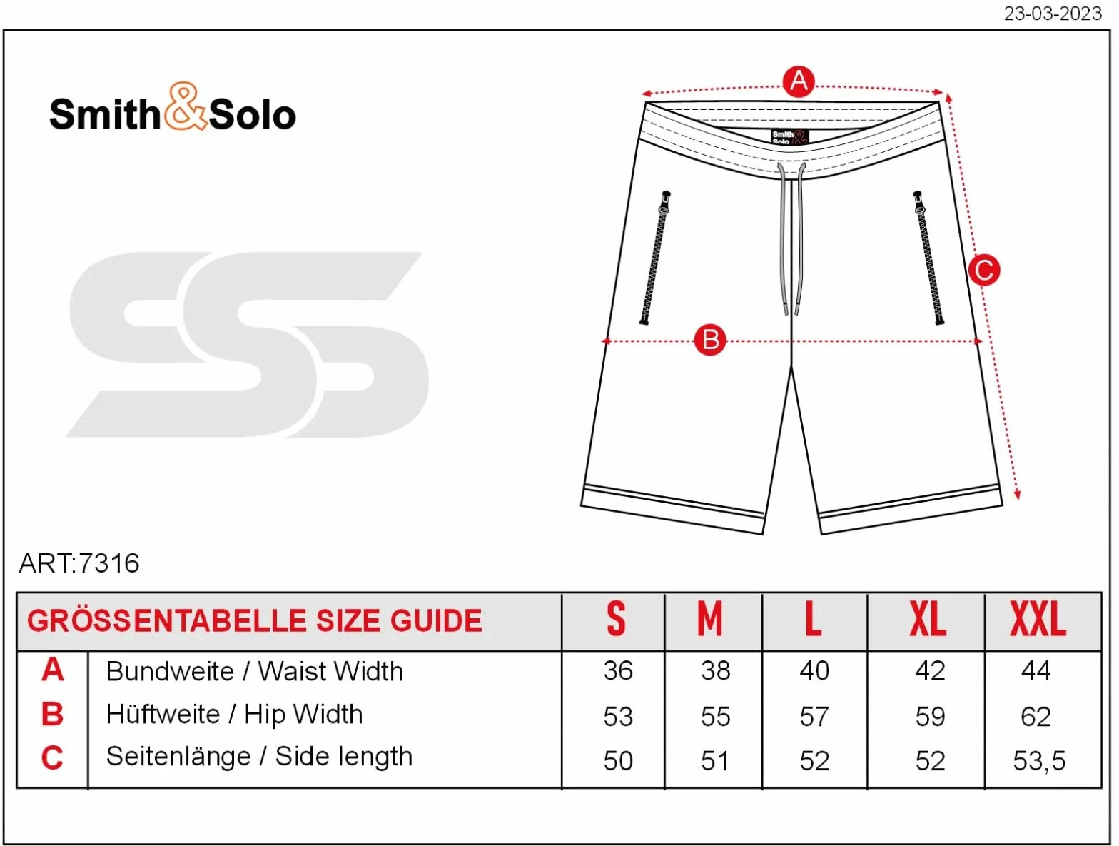 Smith & Solo Short de Sport Homme Coton - Short de Jogging Court