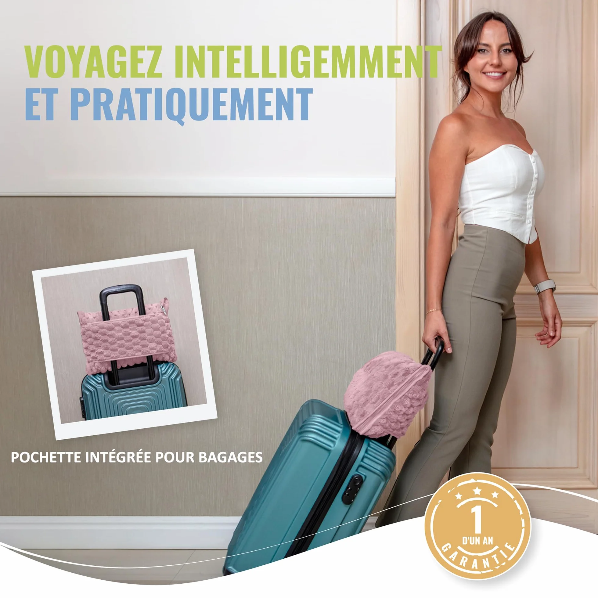 BOACAY Couverture de Voyage Pliable pour Avion Voiture Oreiller Portable avec Étui