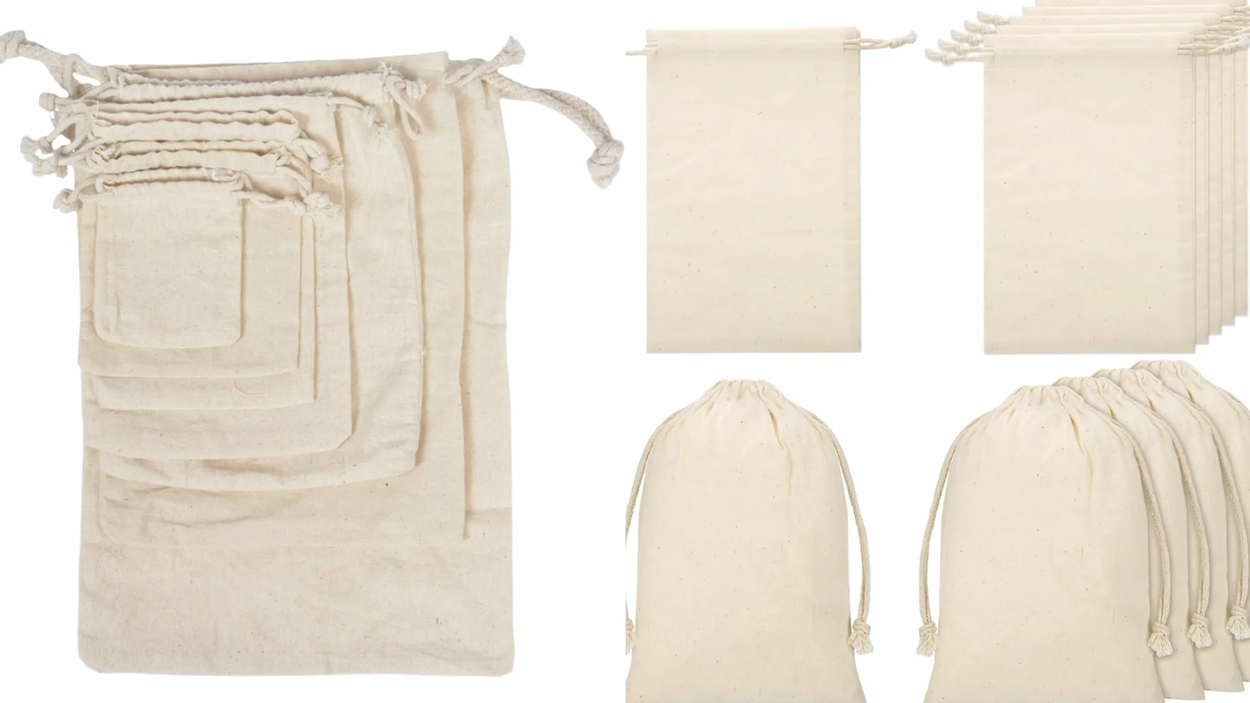 WANYI 3 Pièces Pochon Tissu 30x40cm Sac en Tissu avec Cordon de Serrage Cadeaux Anniversaire