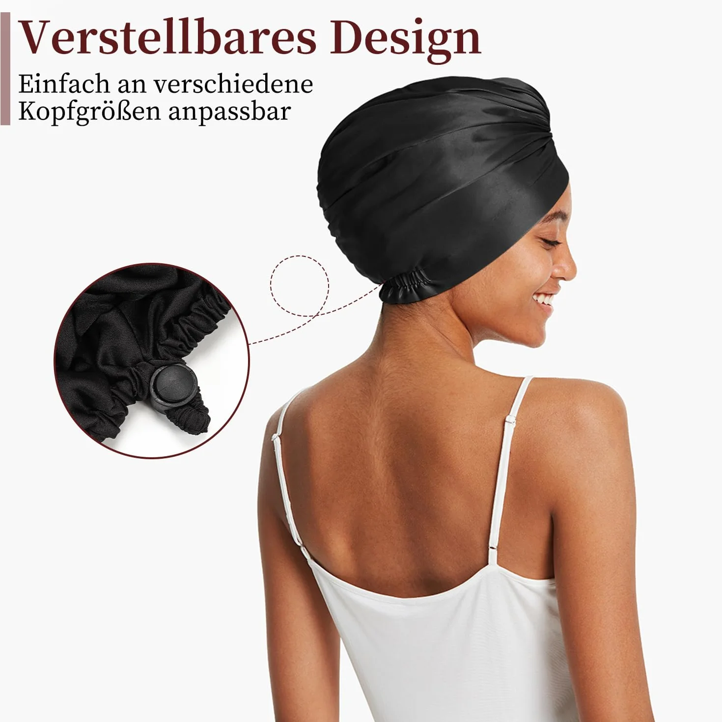 Bonnet en soie double couche réglable en satin avec élastique à cheveux pour femme et fille