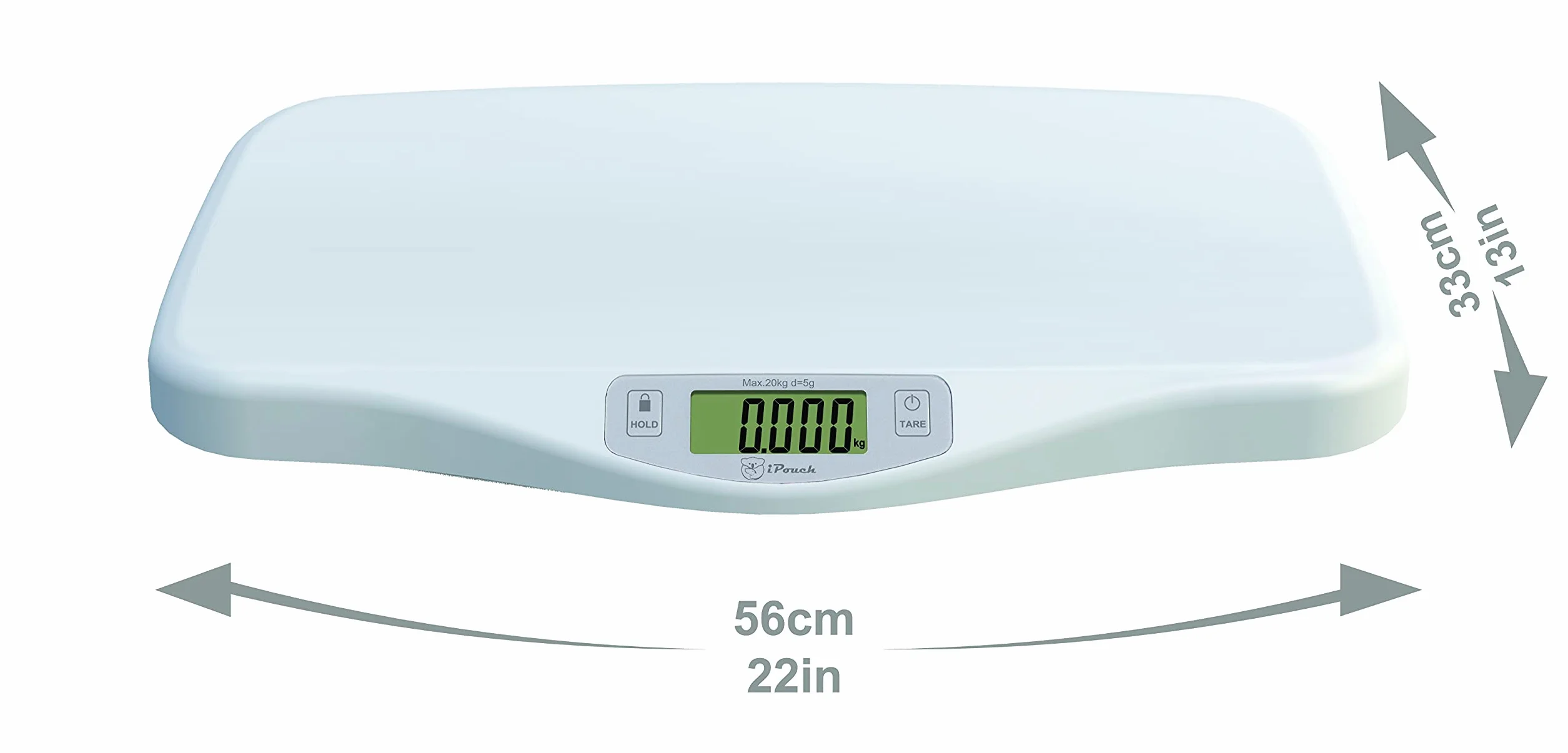 Balance Numérique pour Bébé, Haute Précision 5 g, Capacité 20 kg, Unité KG/LB/OZ, Blanc