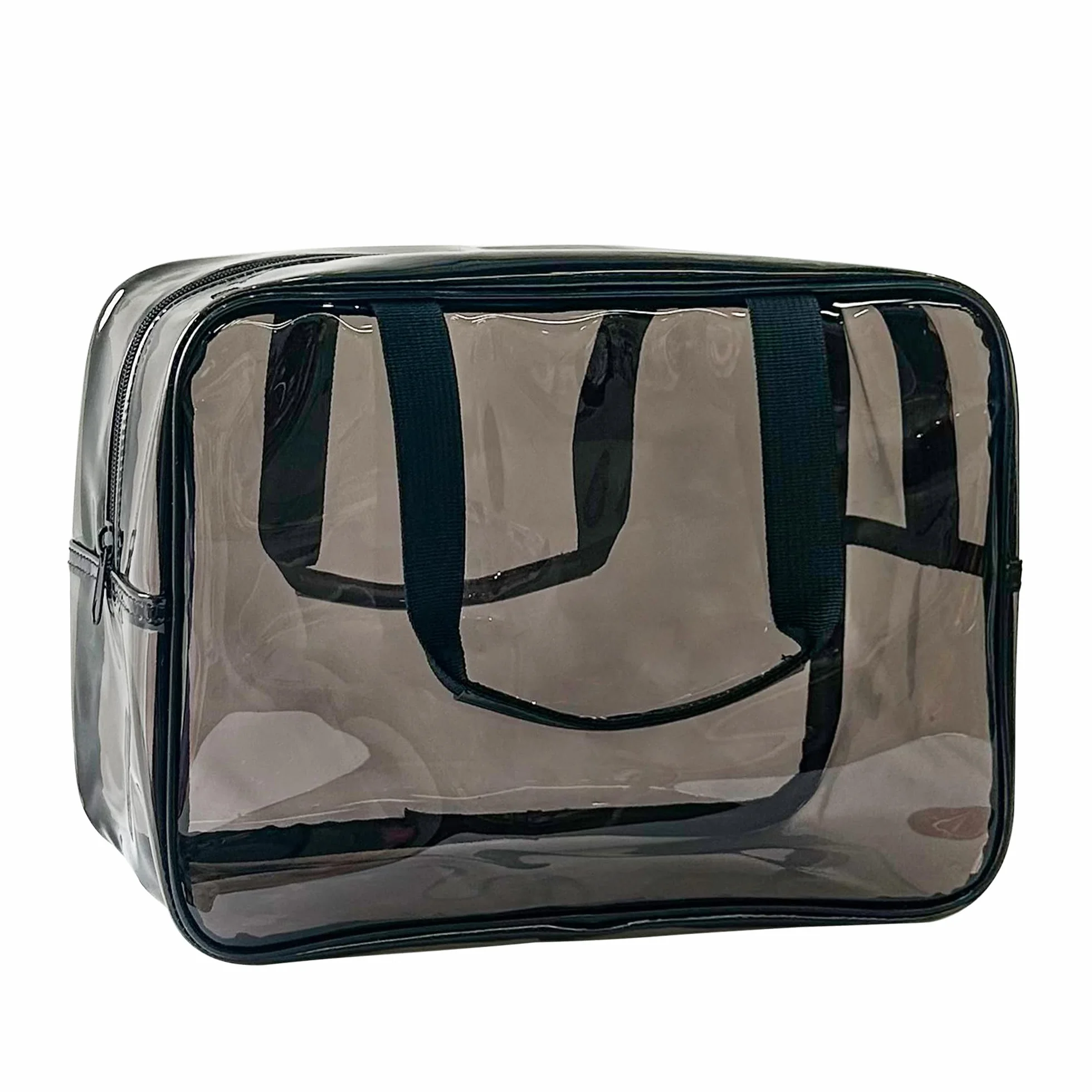 Pochette Transparente étanche en Vinyle pour Maquillage Sac à Main bandoulière 30x13x21 cm Noir