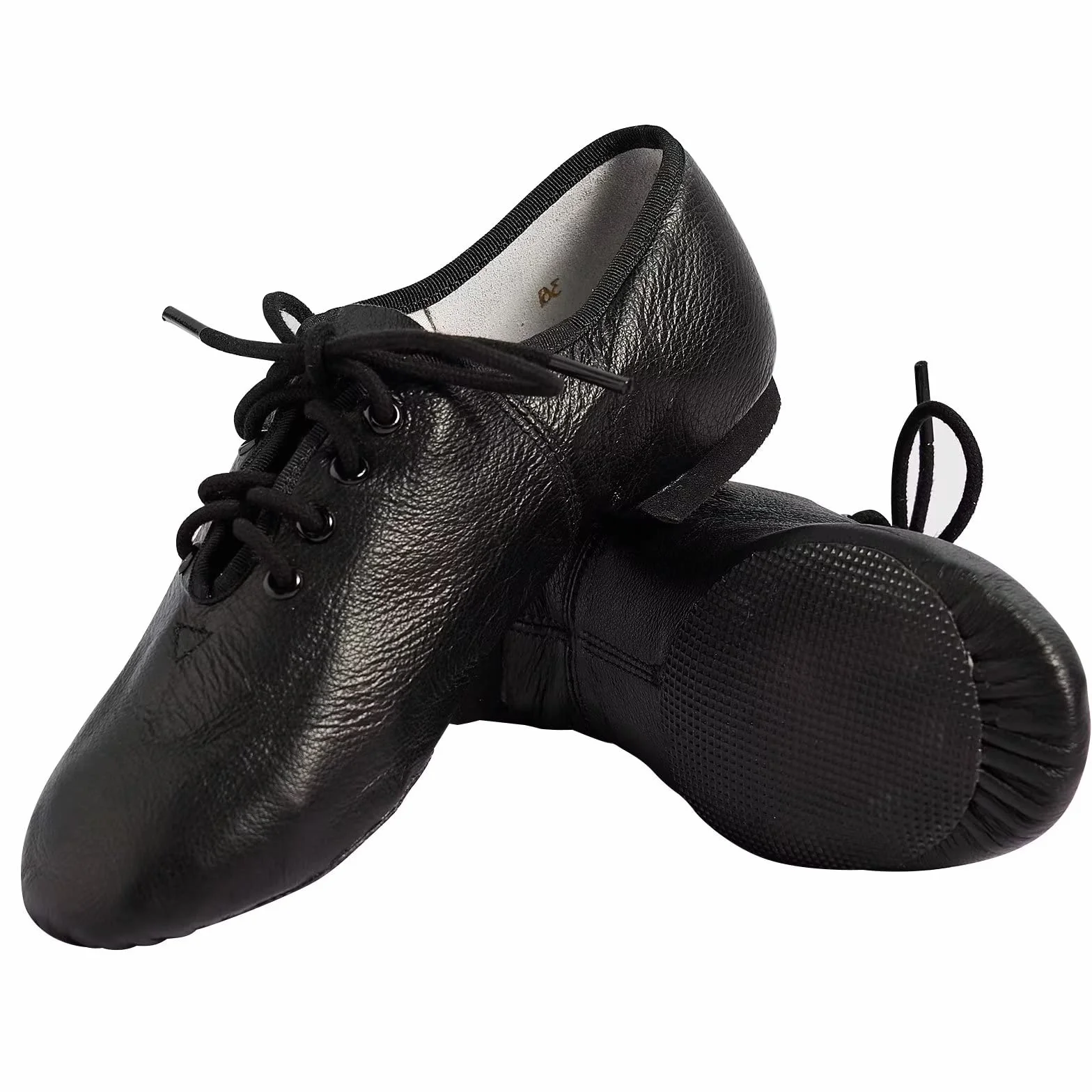 Chaussures de Jazz Cuir Véritable Semelle Fendue Enfiler Lacet