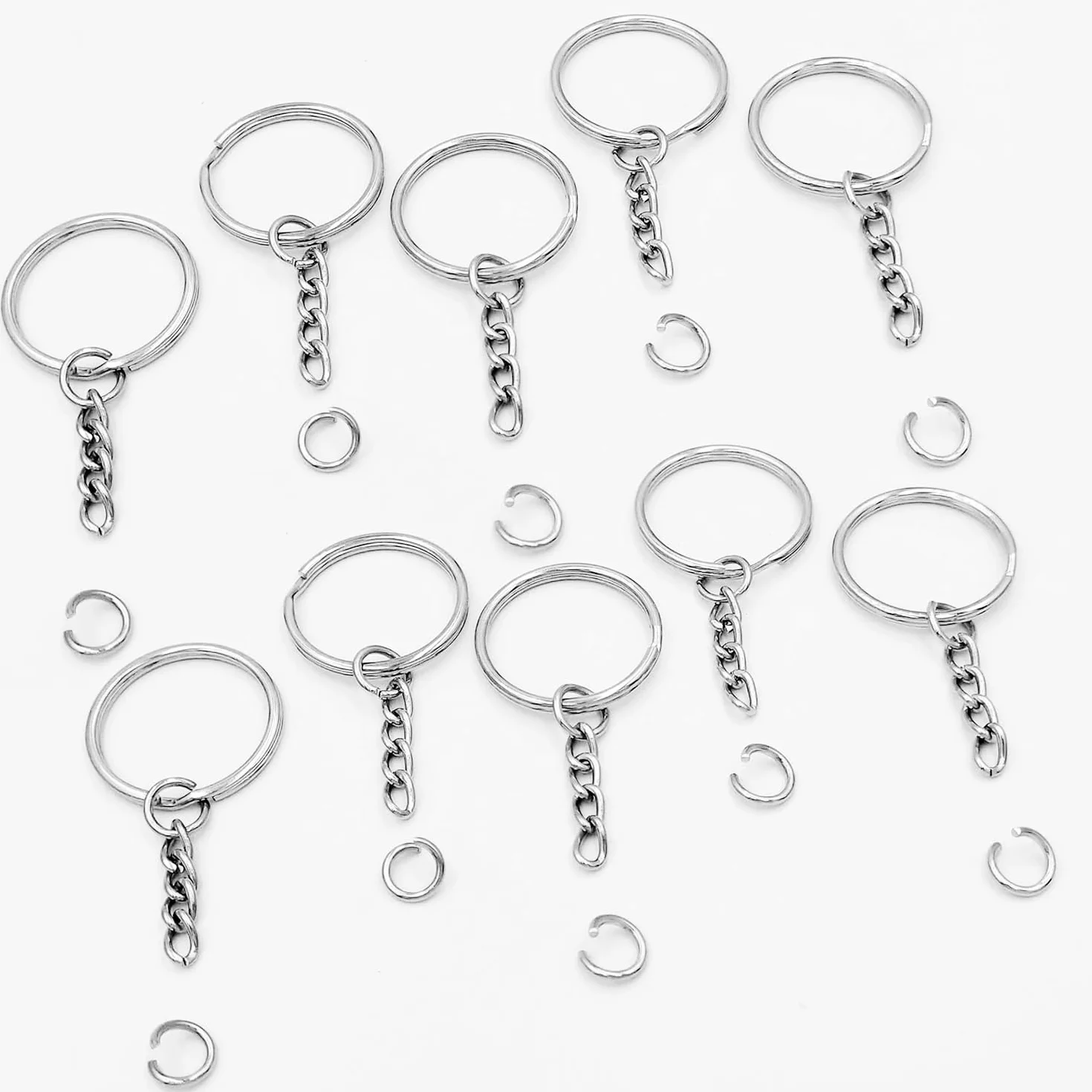 Porte-clés Avec Chaîne 20 Pièces Anneaux de Saut Ouverts 25 mm pour Loisirs Créatifs Bricolage