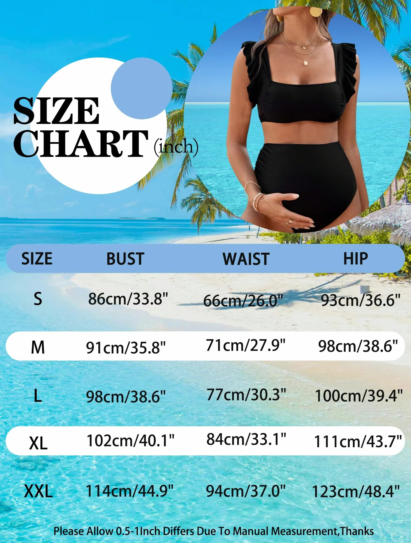 tiorhooe Maillot de bain de maternité pour femme Taille haute deux pièces