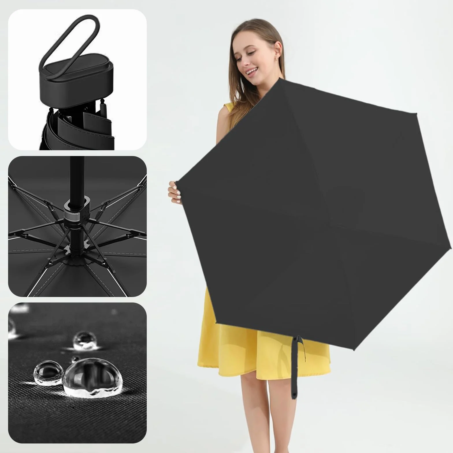 Parapluie Pliant Mini Anti UV, Ombrelle de Poche Solide avec Boîte