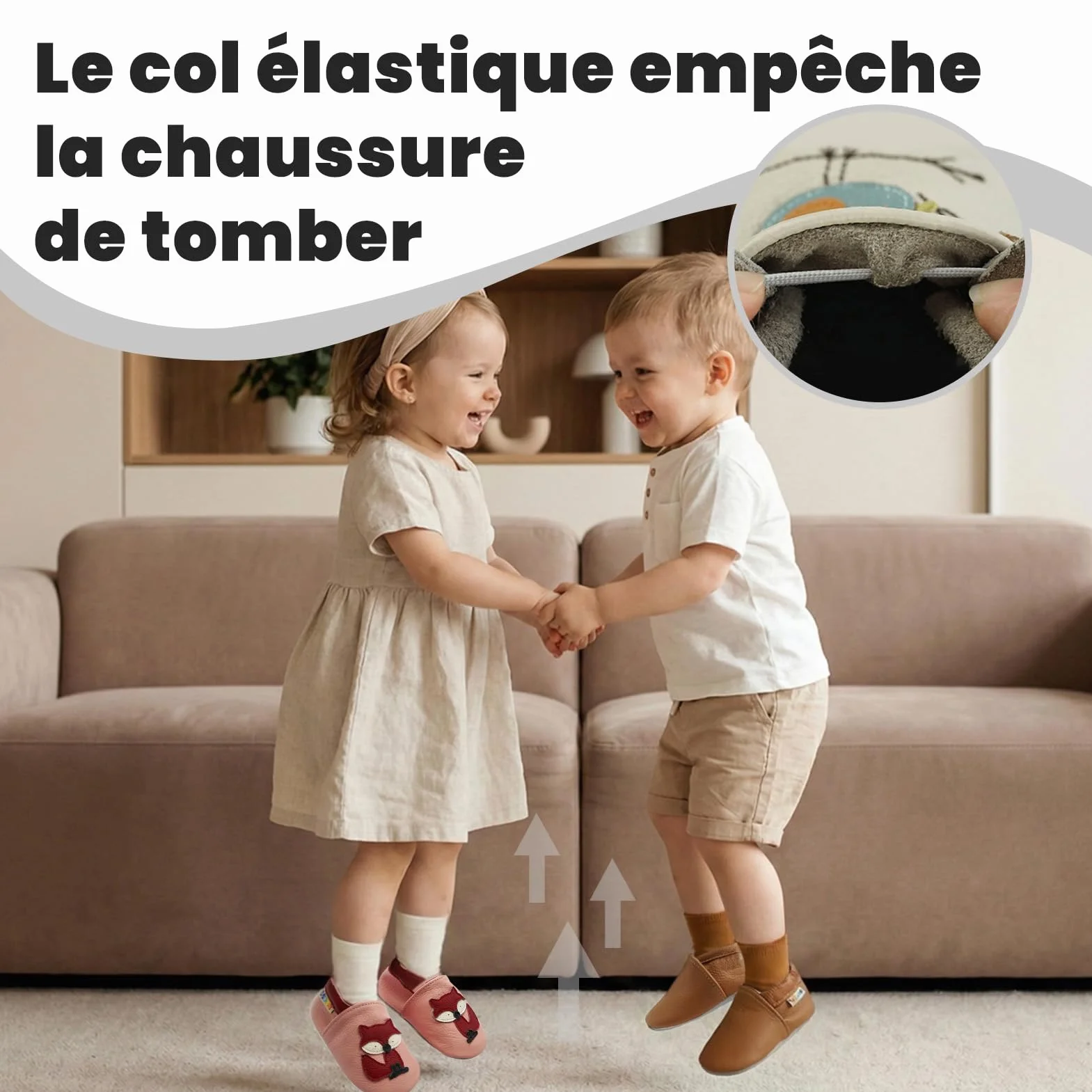Chaussons Cuir Souple Bébé Antidérapante Chaussures Premiers Pas