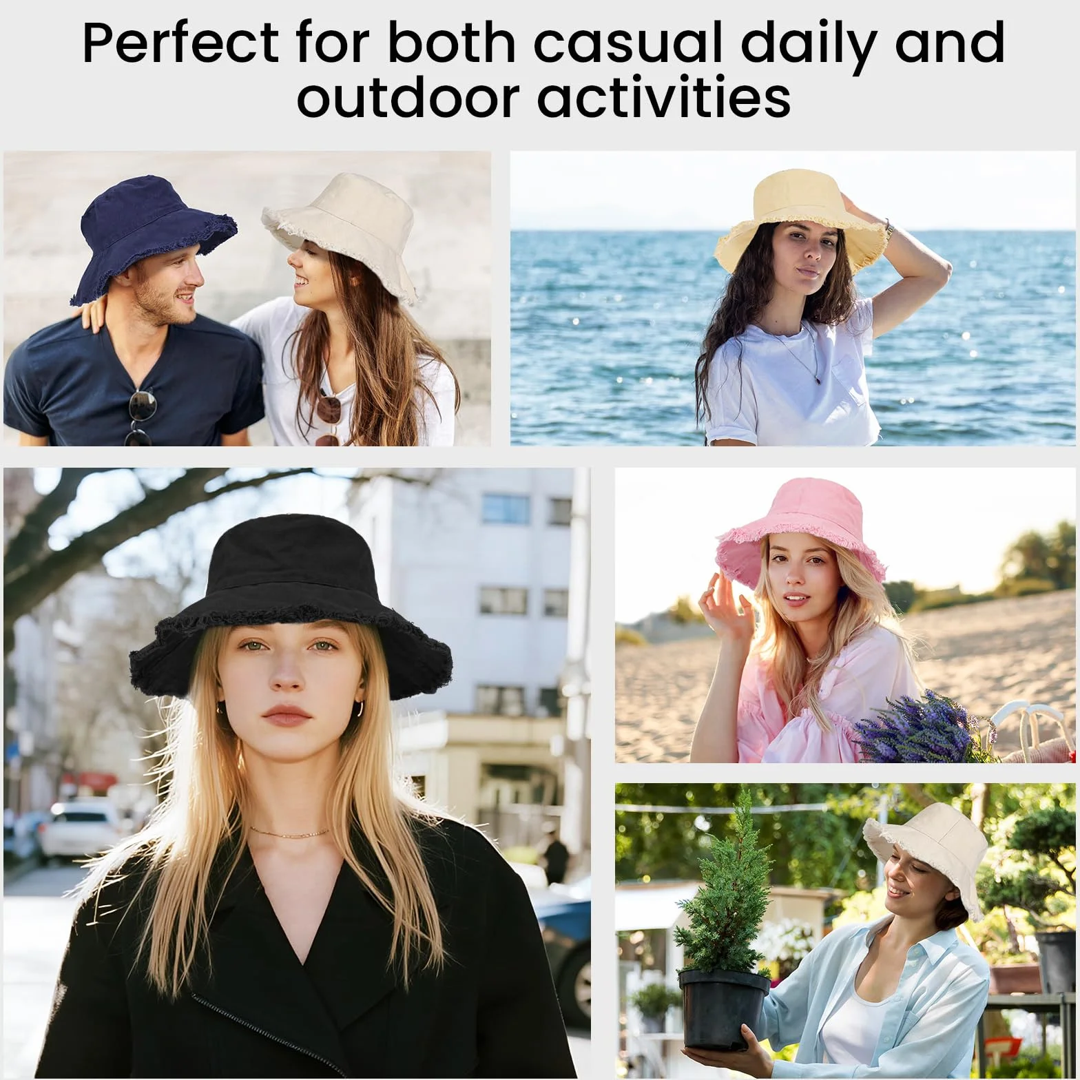 Chapeau Anti UV Femme Réversible Protection Solaire Coton Bob Bucket Hat Été
