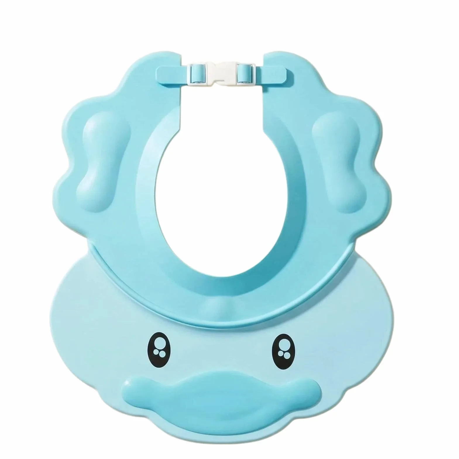 Bonnet de Douche Bébé Bleu Réglable Visière Protège Yeux et Oreilles