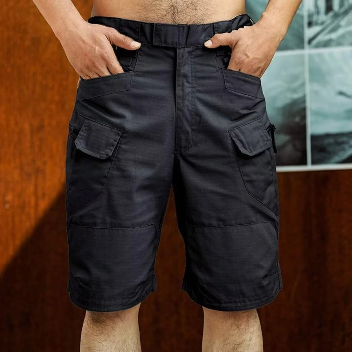 Shorts Homme Sport Tactiques Imperméables Multi-Poches Cargo Shorts Plein Air Chasse Pêche