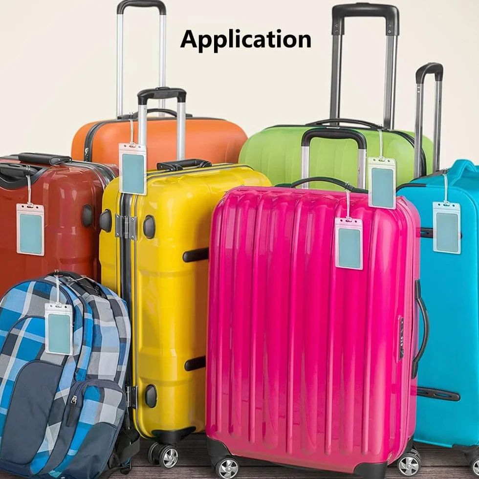 Lot de 12 porte-étiquettes de bagage transparentes imperméables pour valises avec cordon
