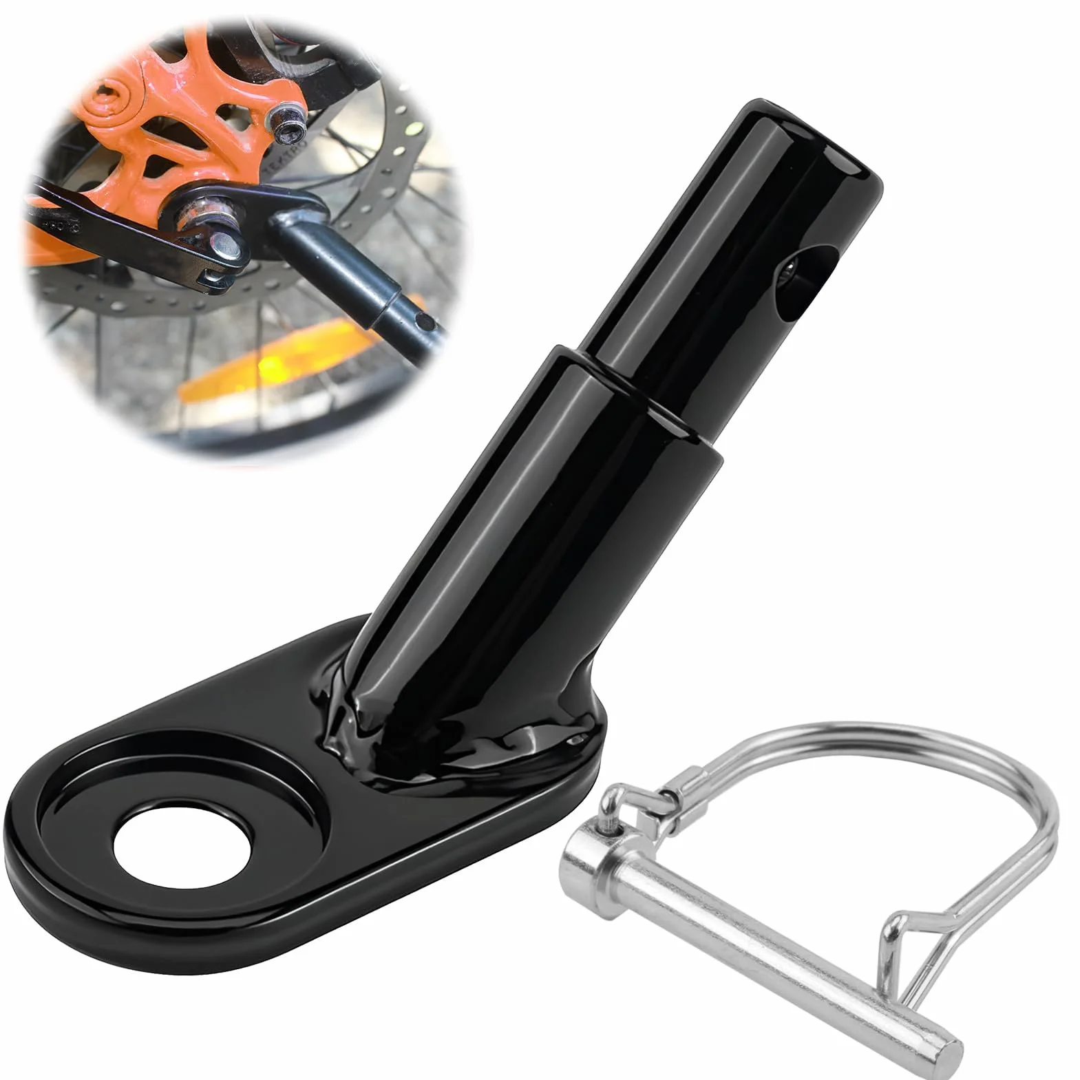 Attache Remorque Vélo Universelle en Acier Alliée avec Goupille de Sécurité, Compatible Enfant ou Chien