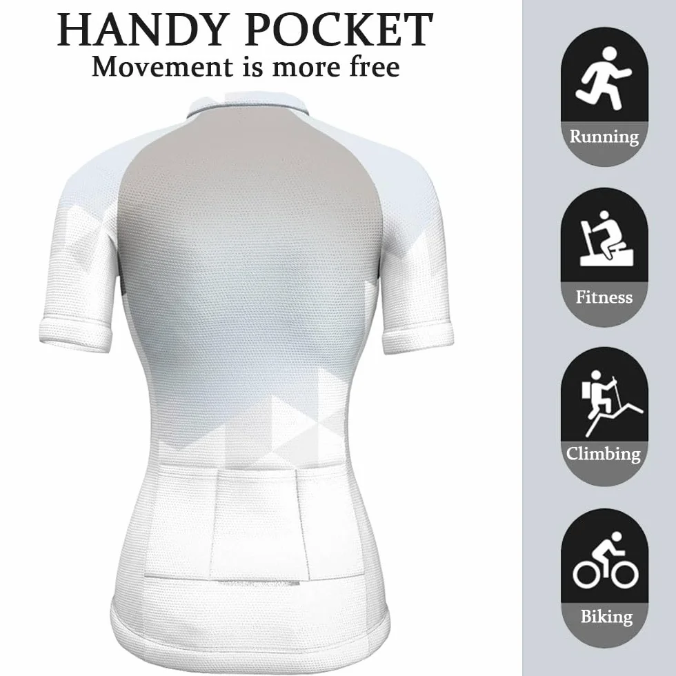 Mateju Maillot Cyclisme Femme Respirant Séchage Rapide avec Fermeture Éclair et Poche 3D Impression