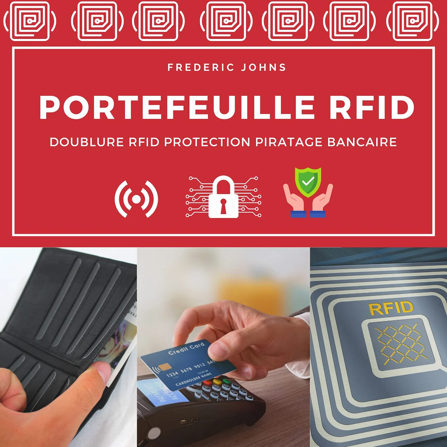 Frédéric Johns Grand Portefeuille Homme Cuir Véritable Protection RFID Grand Format