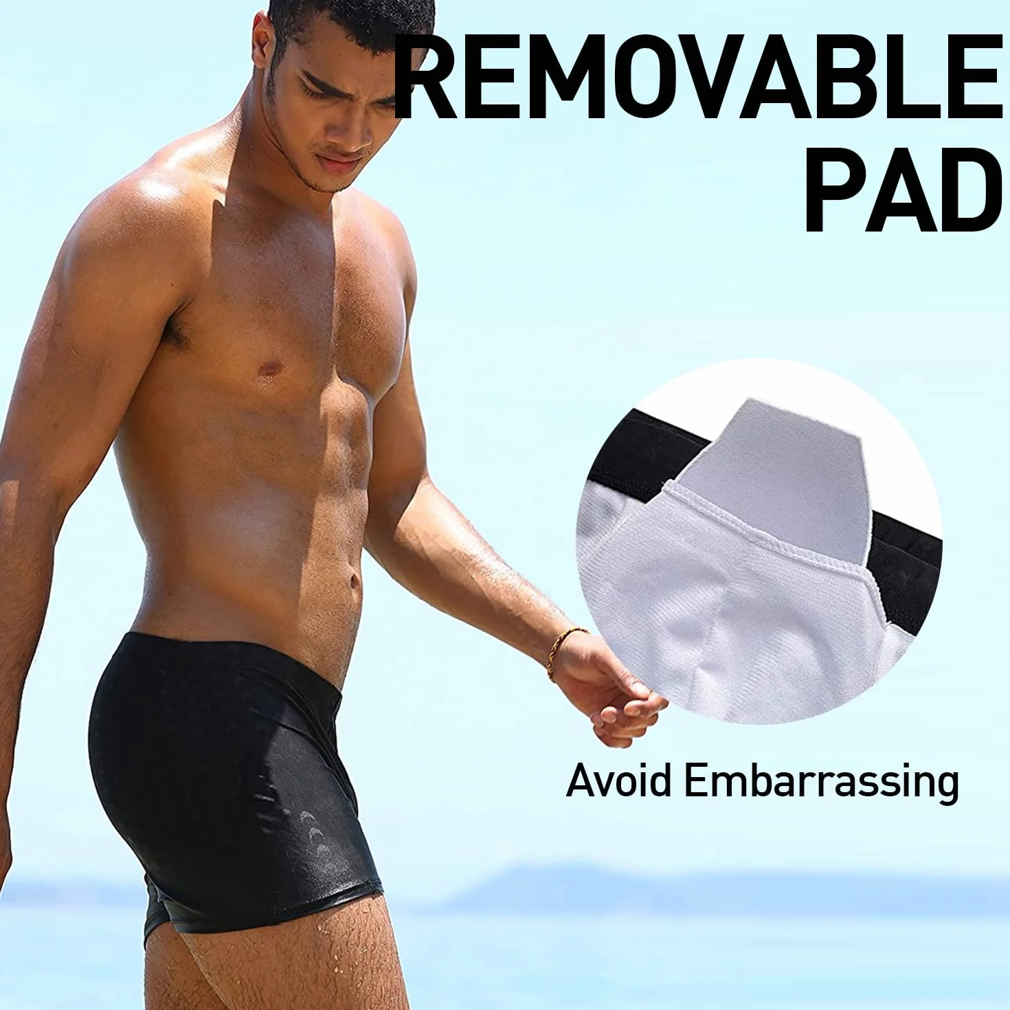 Arcweg Maillot de Bain Homme Boxer Doublure avec Rembourré Amovible Cordon de Serrage