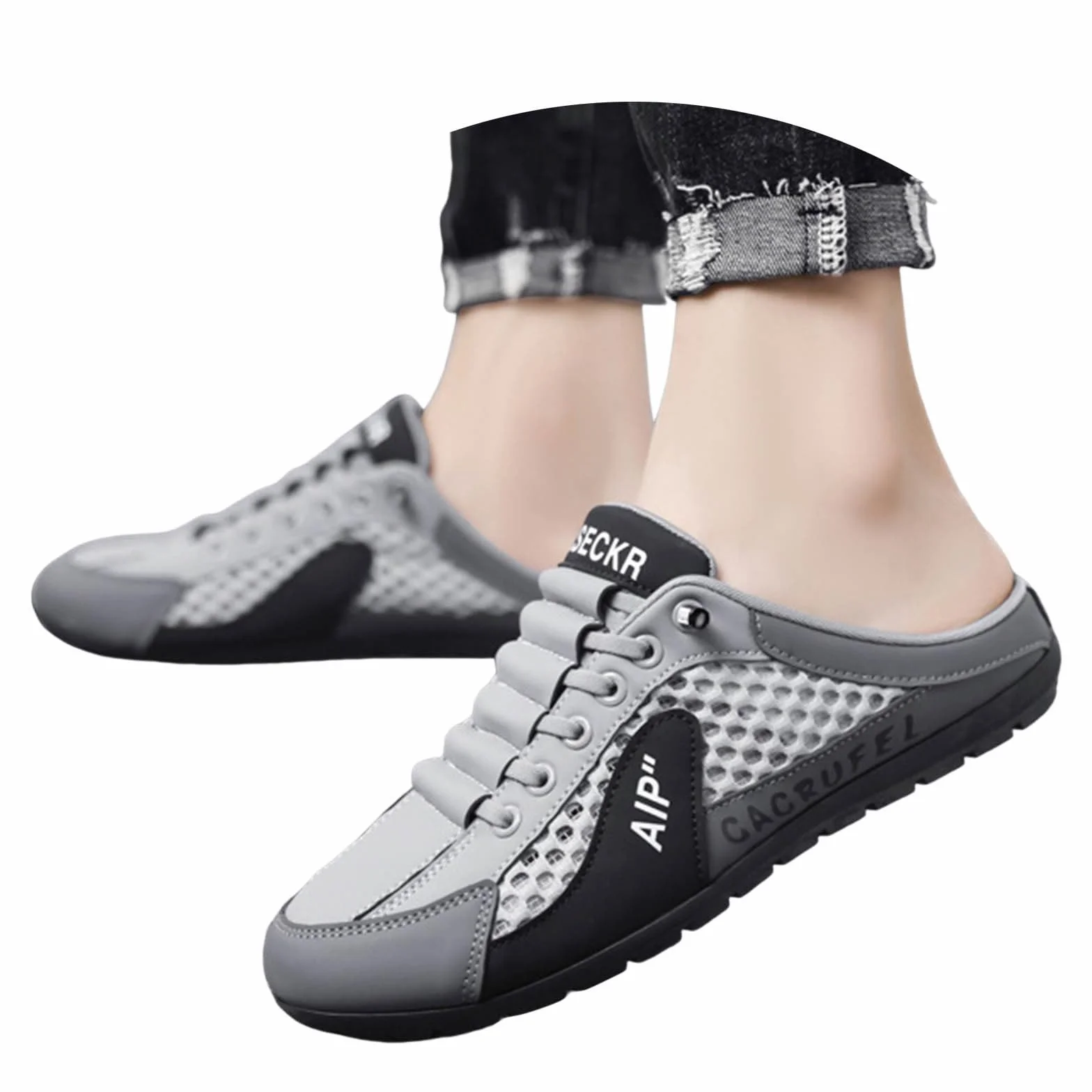 Baskets Dos Nu Homme Chaussures Enfiler Maille Respirante Sport Confortables Course Voyages