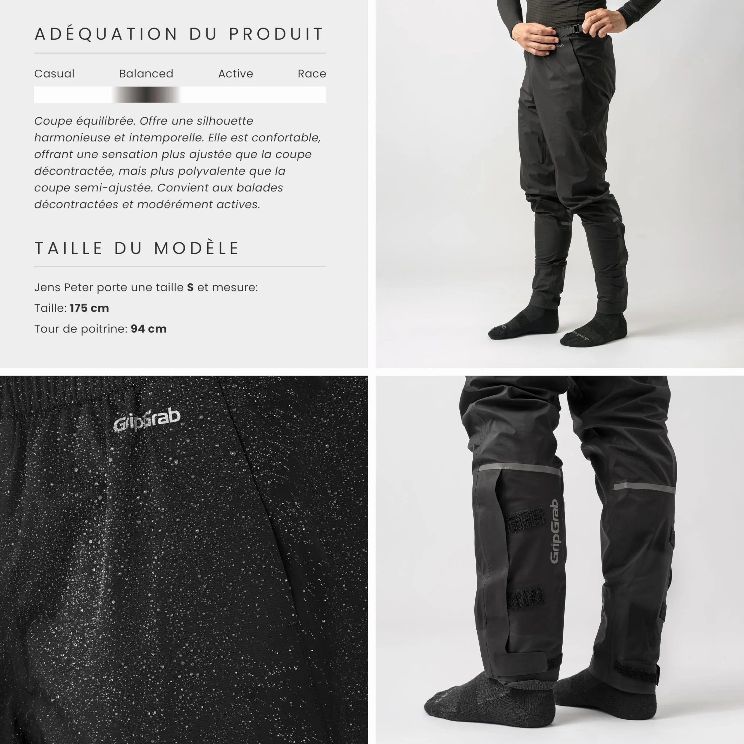 GripGrab Pantalon Cyclisme Léger Imperméable EXPLR Surpantalon Coupe-Vent Pluie Vélo