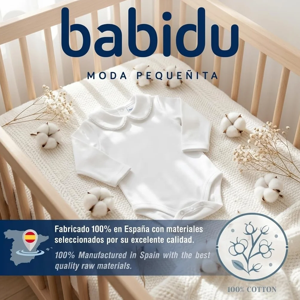 Body bébé 100% Coton Manches Longues col élégant Hypoallergénique Doux Respirant Peaux sensibles Bébé garçon Fille