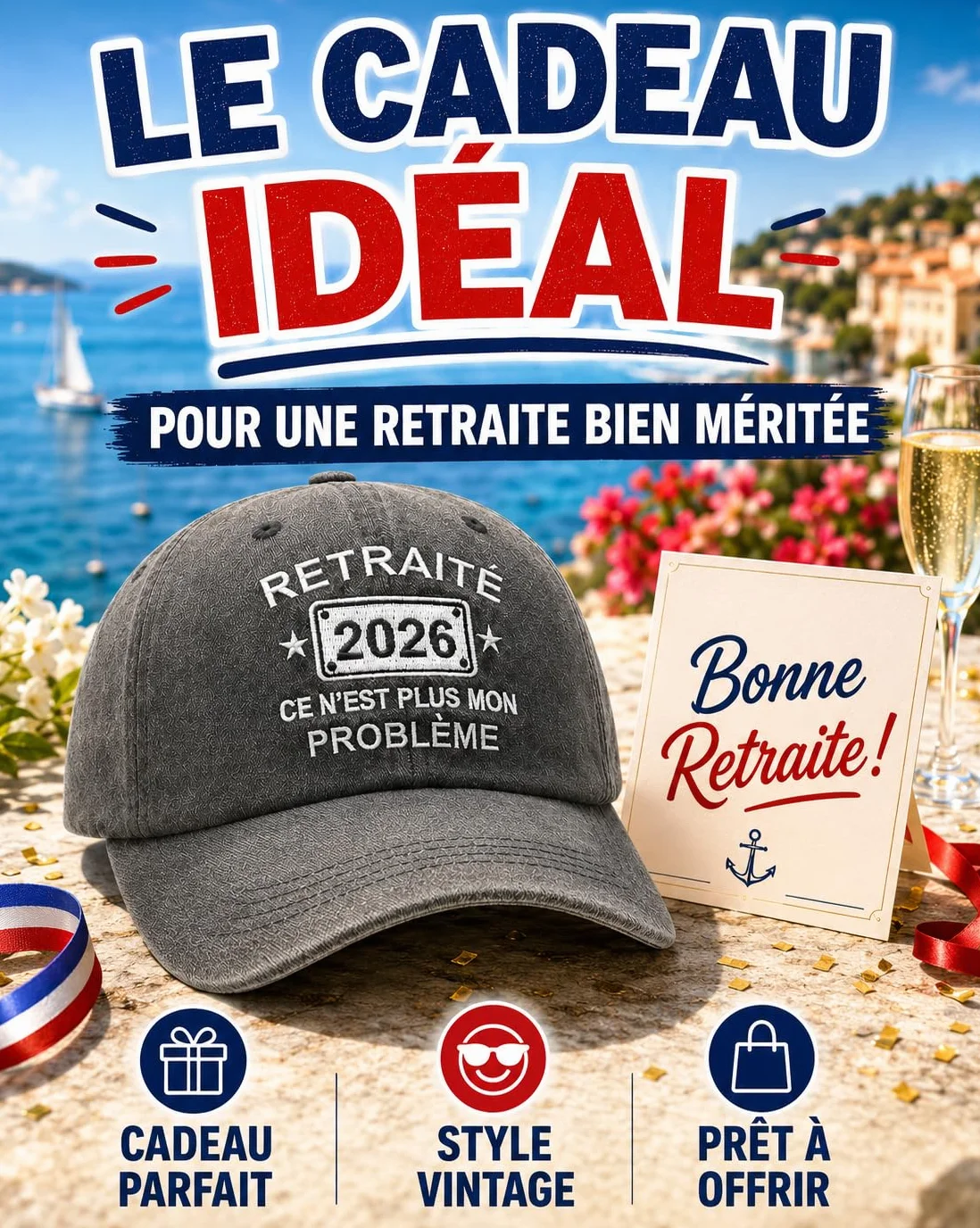 Casquette Retraité 2026 Délavée Vintage Réglable Cadeau Retraite Homme Femme