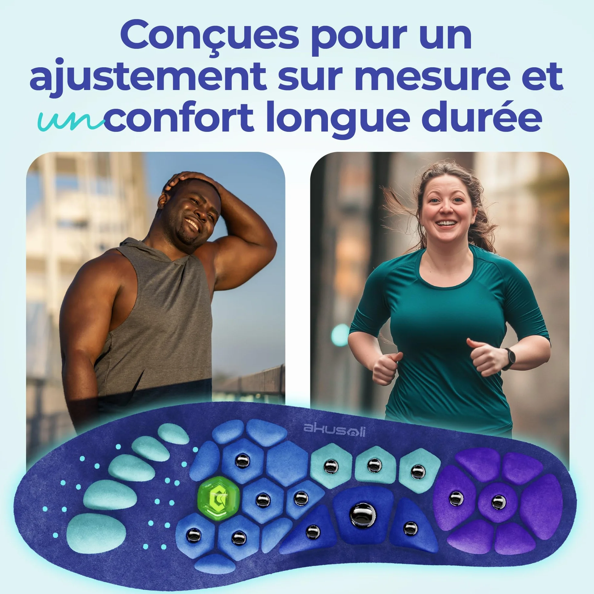 Akusoli Semelles Magnétiques de Soutien Voûte Pieds Plats EU36-41.5