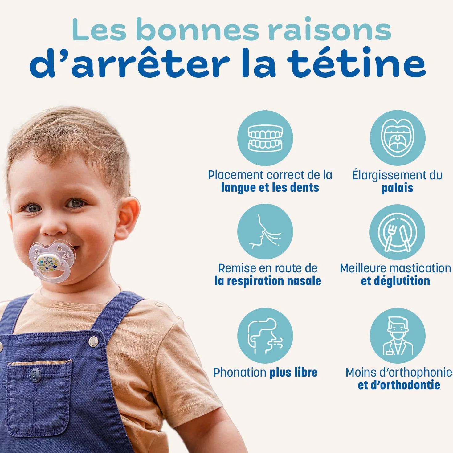 CLIPP Kit Tétine de Sevrage Étoiles 5 Collerettes Arrêt Progressif Sevrage par Paliers Dispositif Breveté Fabriqué en France 2 Ans