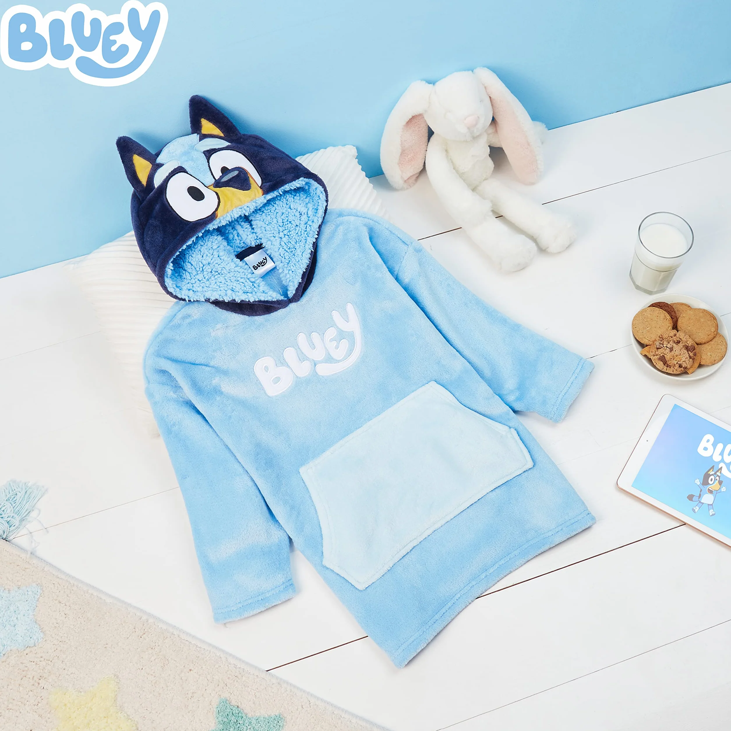 BlueY Sweat Oversize Fille à Capuche Plaid Enfant