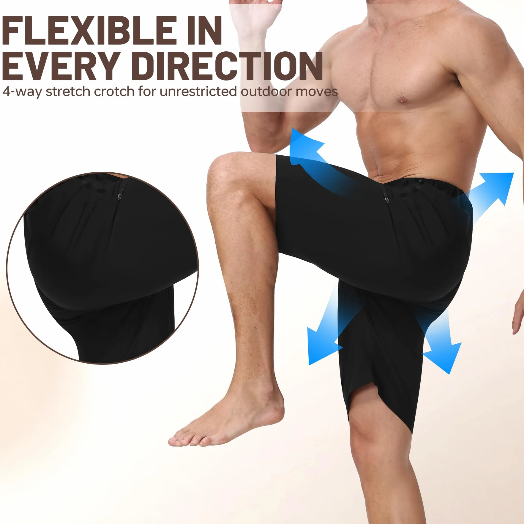 X-TIGER Short Cargo Homme Tactique 5 Poches Séchage Rapide Respirant Imperméable Stretch Trekking Camping