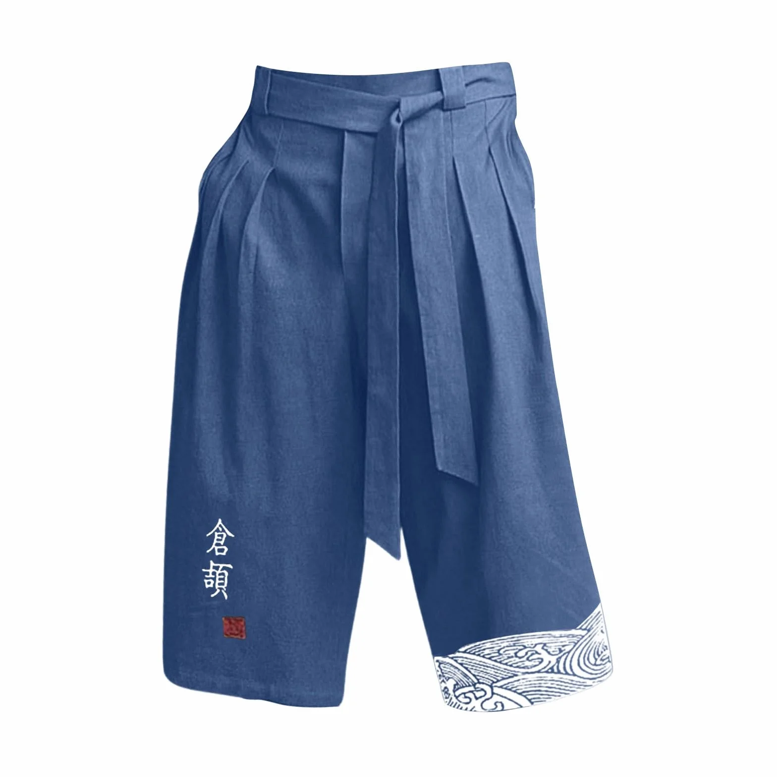 Pantalon Japonais Homme 3/4 Baggy Lin Taro avec Cordon de Serrage Pantacourt Style Japonais