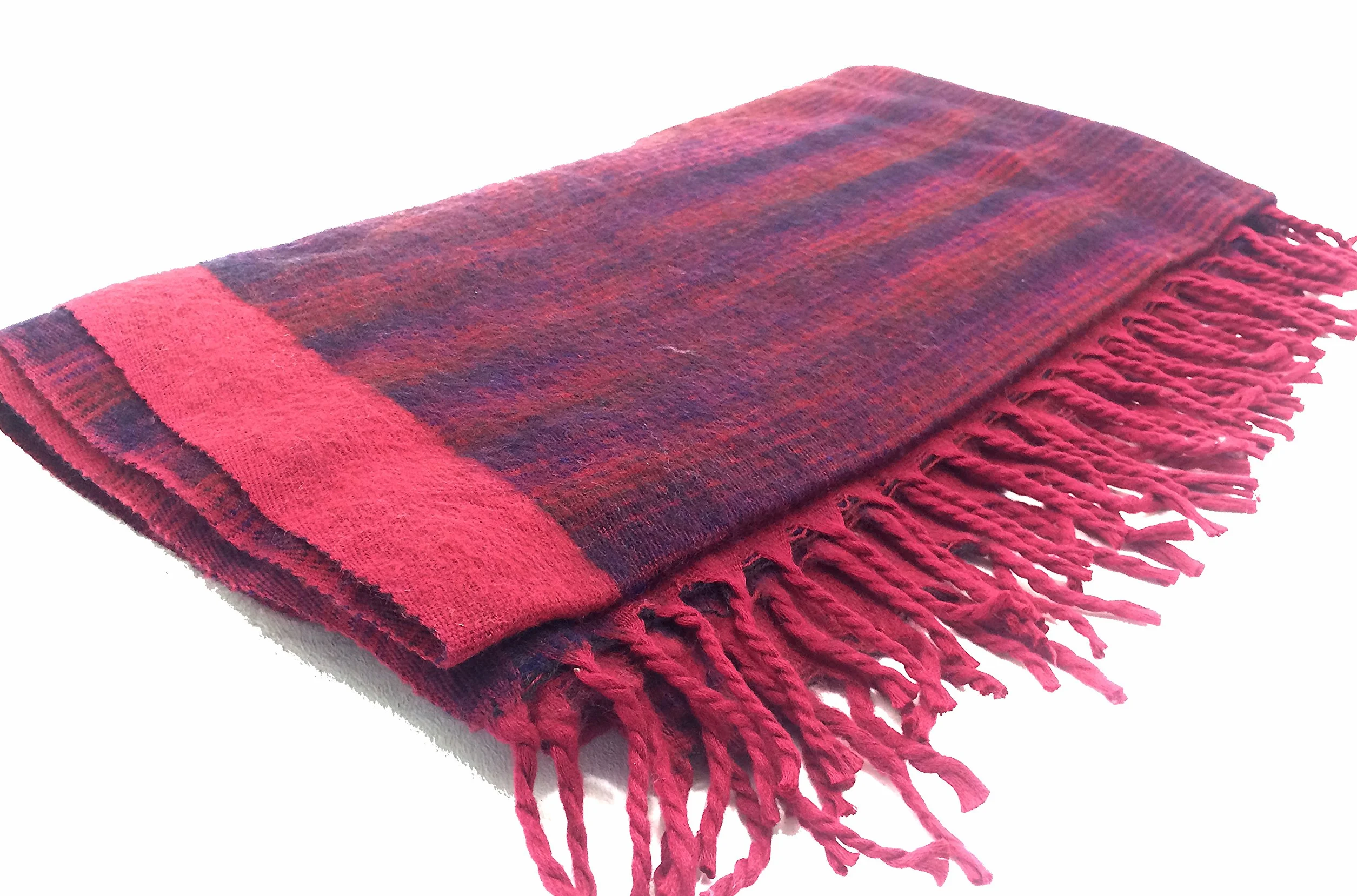 Ethique Tibetan Yak Wool Shawl Hippy Funky Festival Travel Blanket