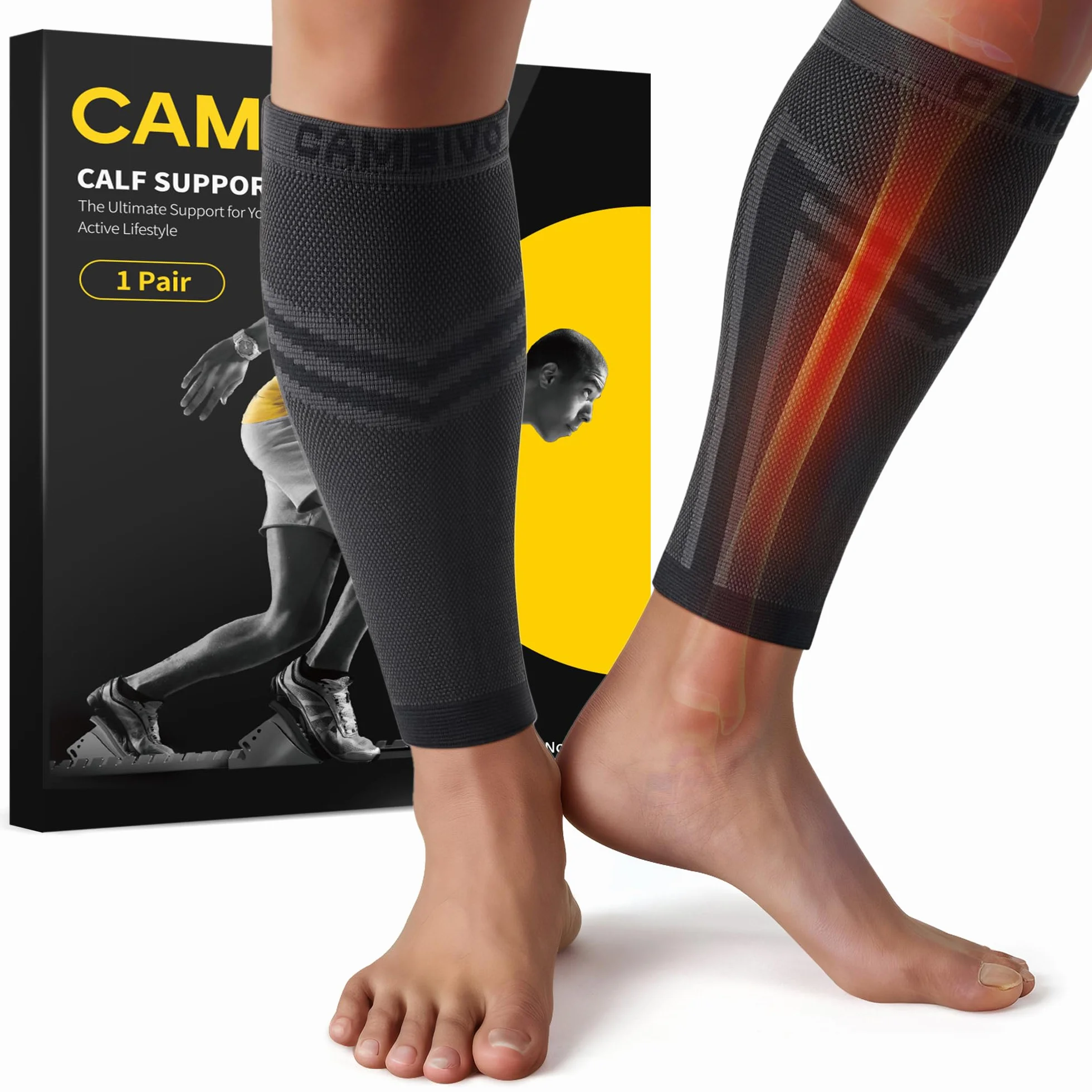 CAMBIVO Manchon Compression Mollet x2, Bas de Contention Femme Homme, Chaussettes Compression sans Pied