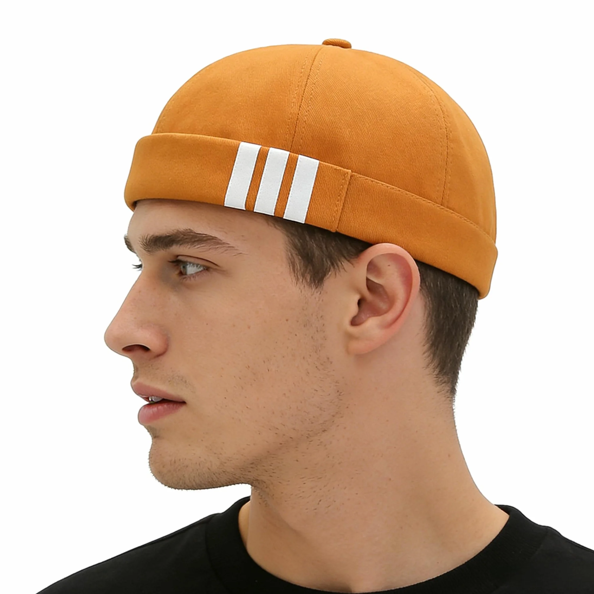 Bonnets Homme Hiver Docker Hat Beanie Worker Caps Brimless Hat Rolled Cuff Adjustable