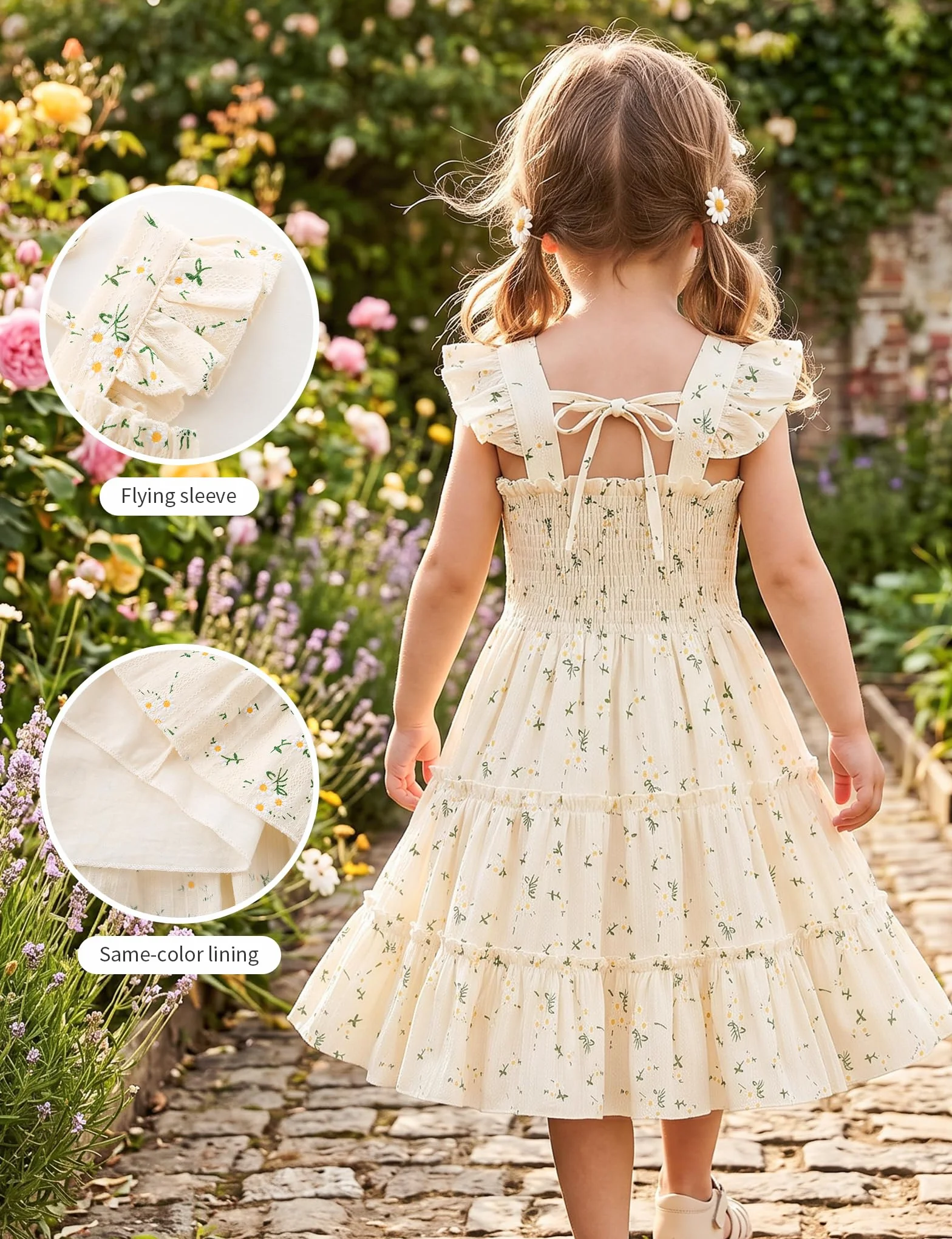 Robe Bebe Fille d'été sans Manches A-Ligne Midi Robe Princesse Fille 18-24 Mois 2-6 Ans