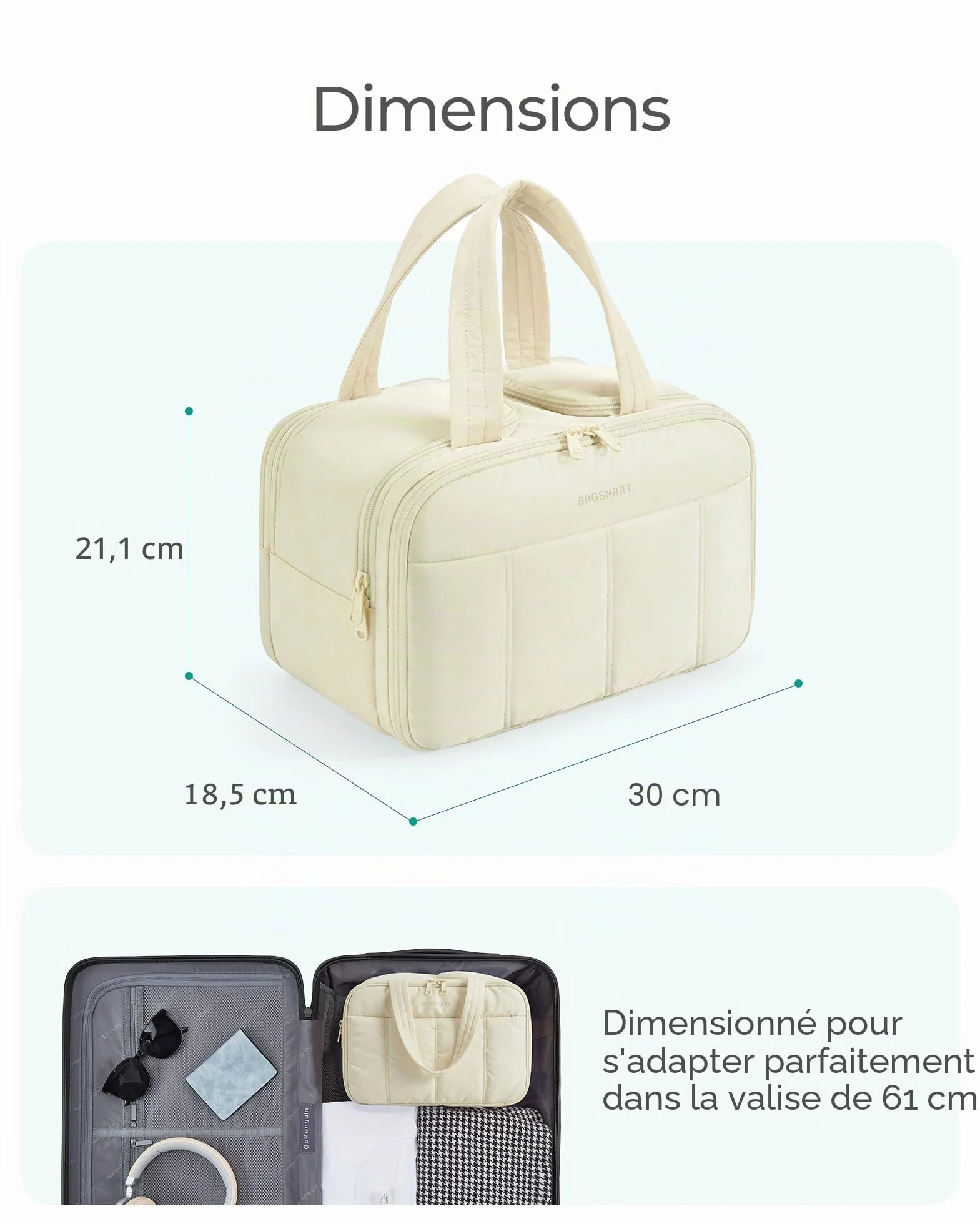 BAGSMART Trousse de Toilette de Voyage Grande pour Femme Noir