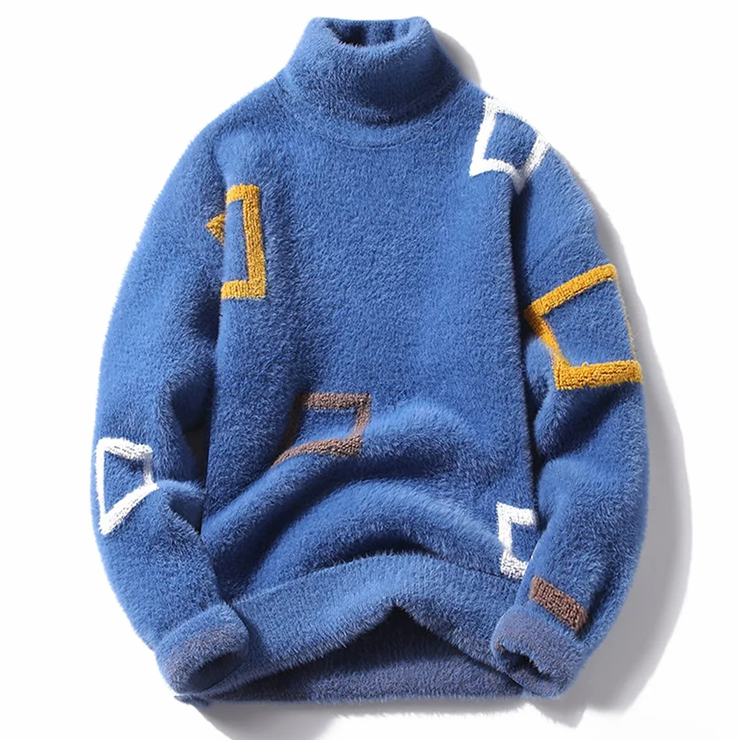 Pull à col roulé en cachemire épais pour homme - Pull d'hiver confortable