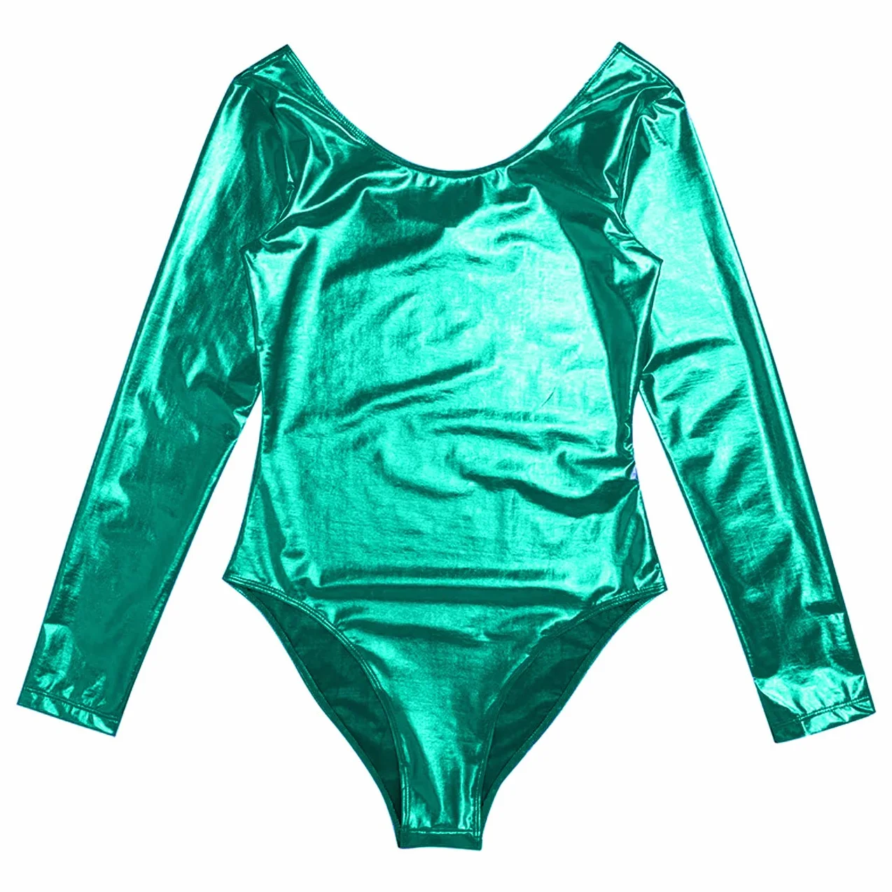 Justaucorps classique brillant élastique filles manches longues col rond