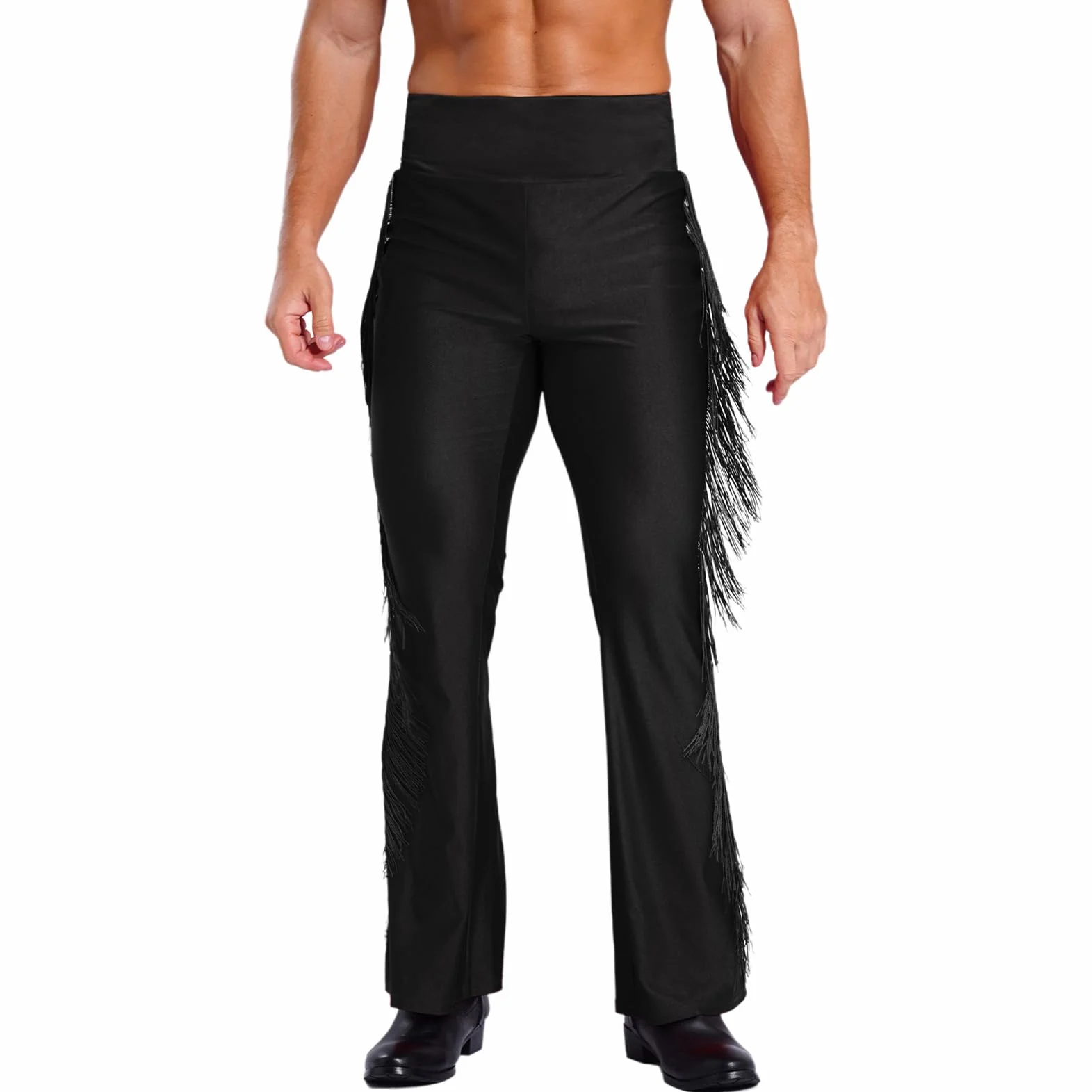CHICTRY Justaucorps de Danse Latine Pantalon à Franges Homme Salsa Chacha