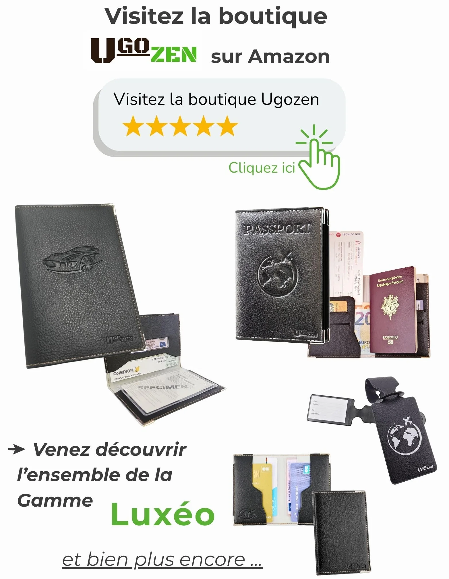 Ugozen Étui Cartes Bancaires RFID Luxéo Porte Carte Bleue