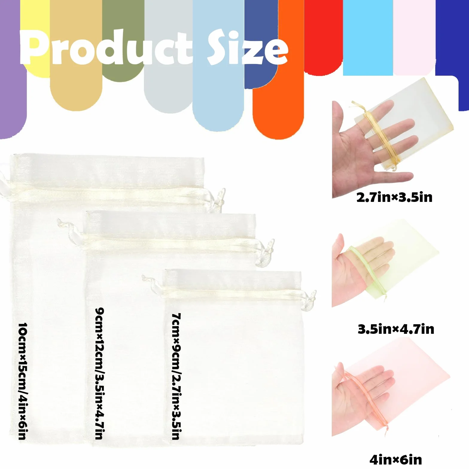 Sac Organza Blanc Ivoire 9x12cm Pochette Cadeau Cordon Serrage 100 Pièces