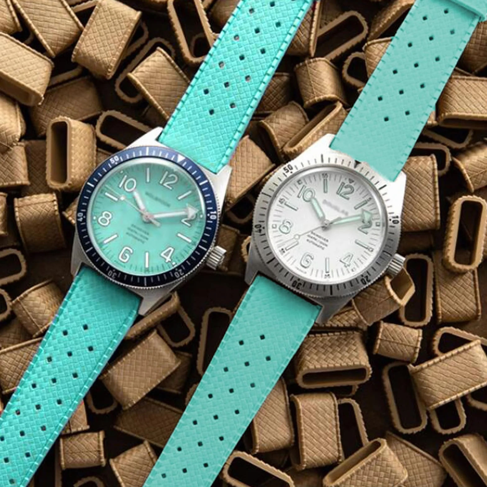 Bracelet de Montre Caoutchouc Fluoré FKM 18-22mm Tropical Style Dégagement Rapide Original Remplacement pour Omega