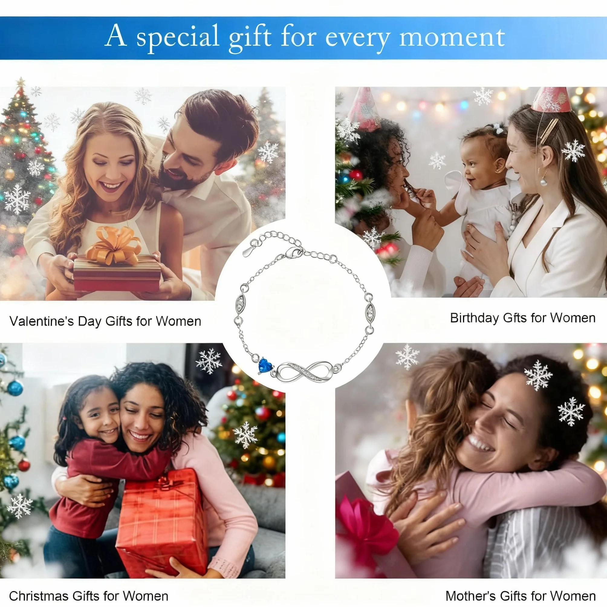 Bracelet Argent 925 Femme Cadeau Maman Fete des Meres Anniversaire