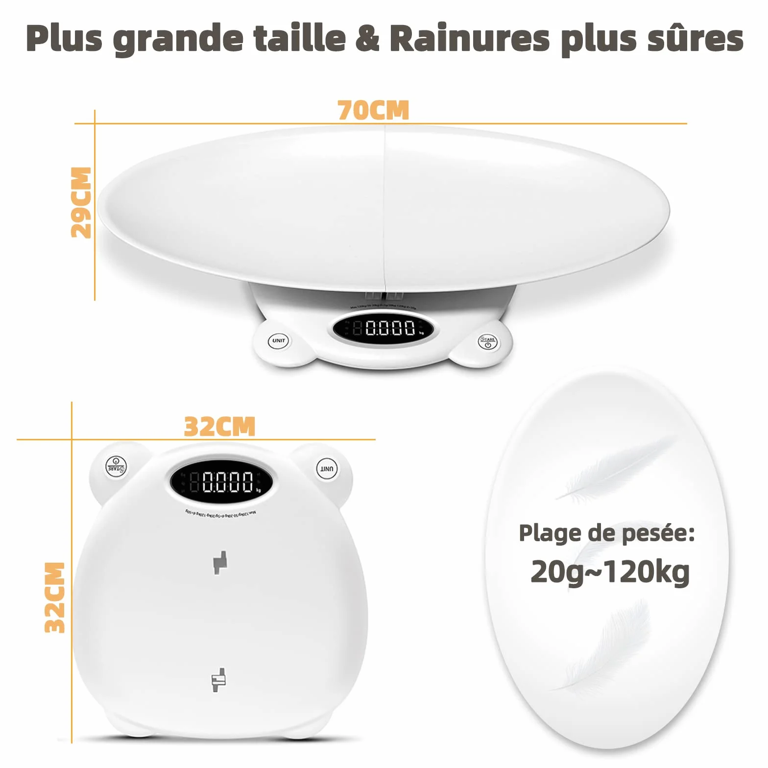 FitTrack Pèse-Personne Bluetooth pour Animaux et Adultes, Balance avec Fonction Tare, Écran LCD, 20-120 kg