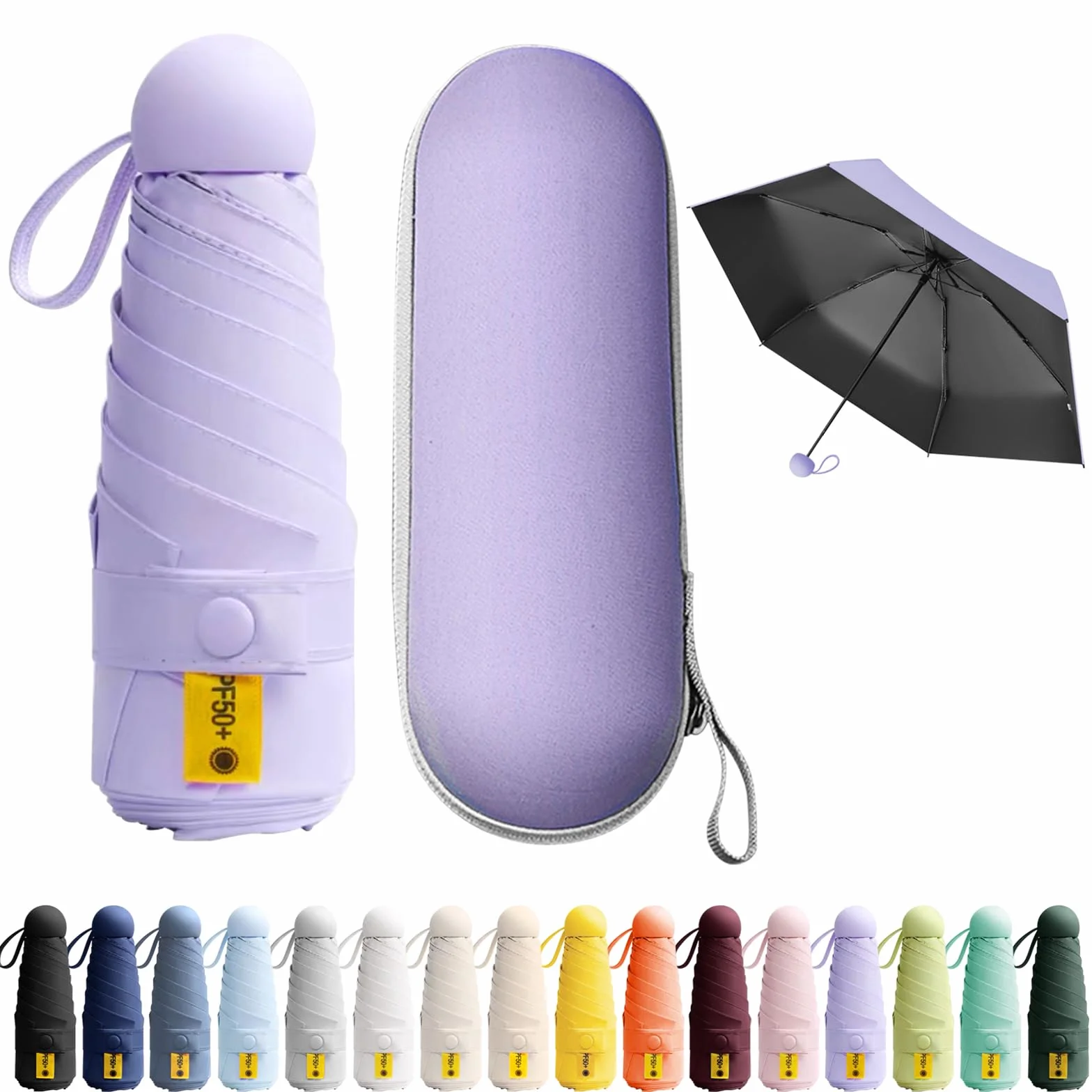Parapluie Anti UV Pliant Léger Compact Poignée Rétractable