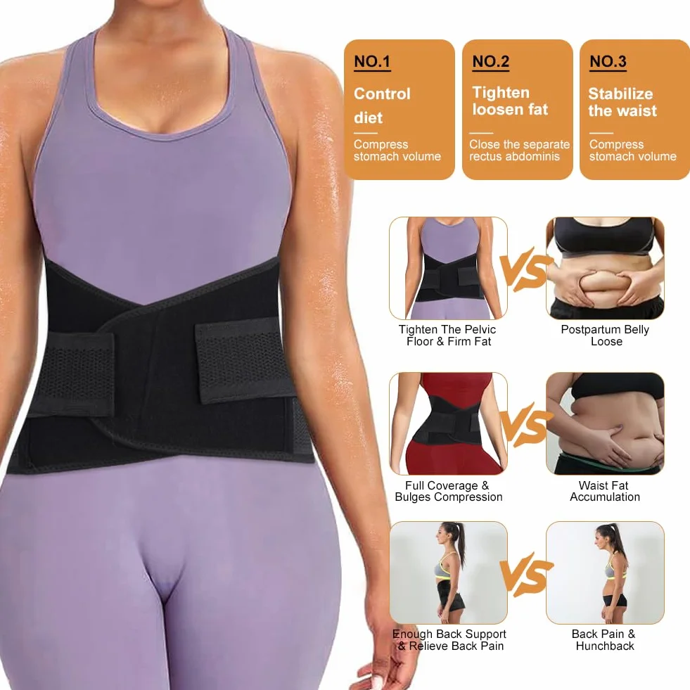ACWOO Ceinture Post Accouchement Récupération Abdominale Gainante avec Extenseurs de Taille Réglable Respirant Ventre Plat Gaine Post-Partum