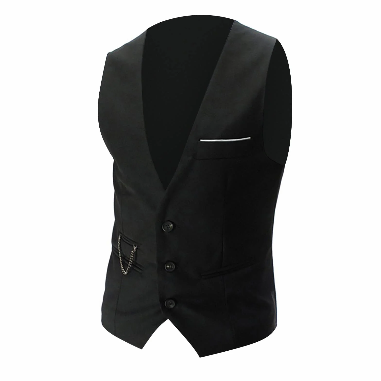 Gilet de costume élégant pour homme Coupe ajustée Grande taille Noir