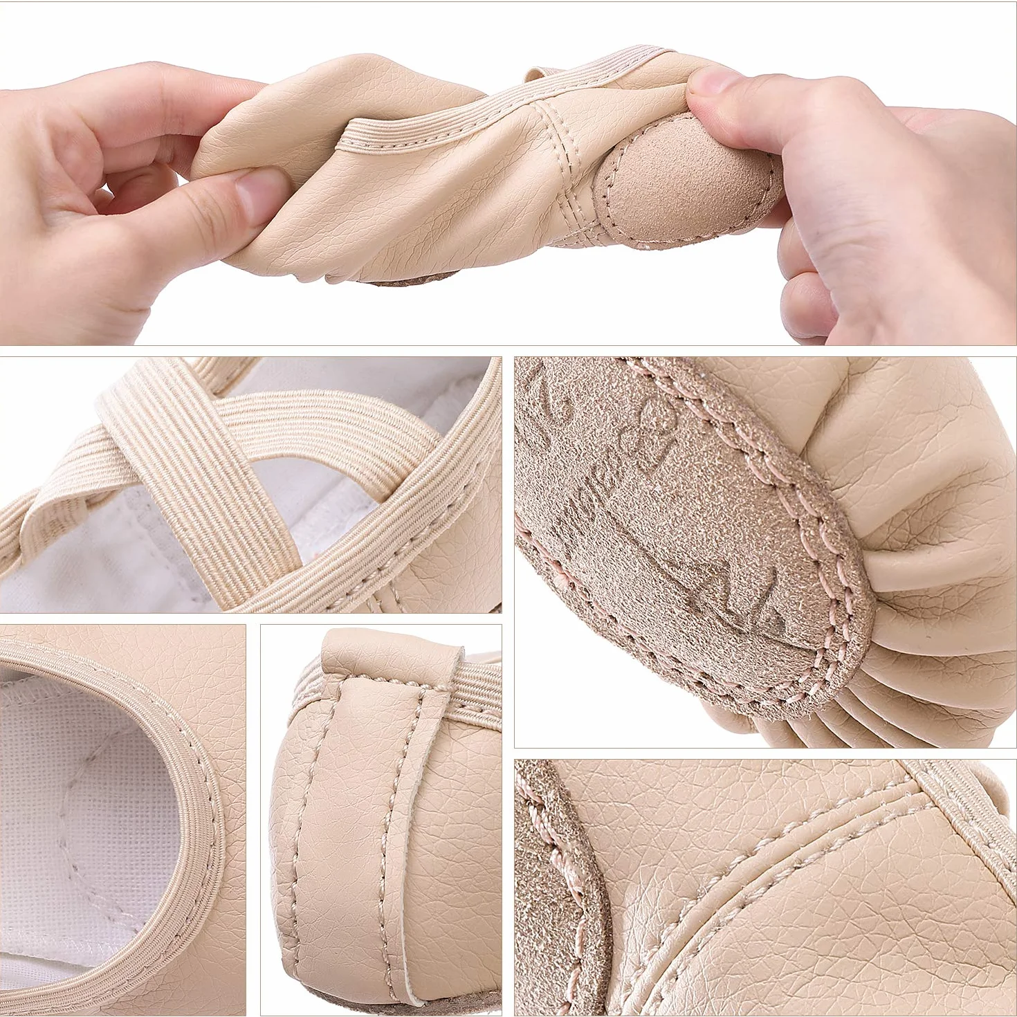 Chaussures de Danse Classique Cuir Demi Pointe Ballerine pour Enfants et Femme