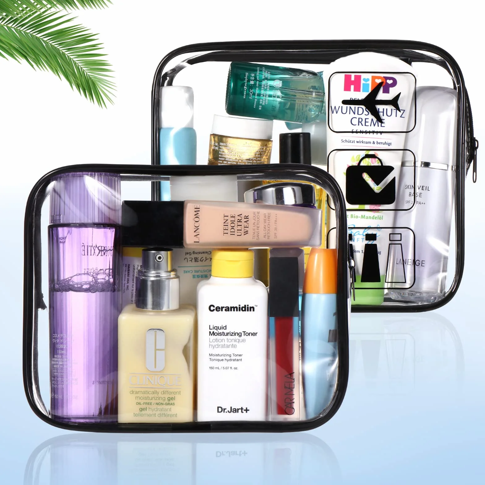 Oderra Trousse de Toilette Transparente, Kit Voyage Avion pour Transport de Liquide