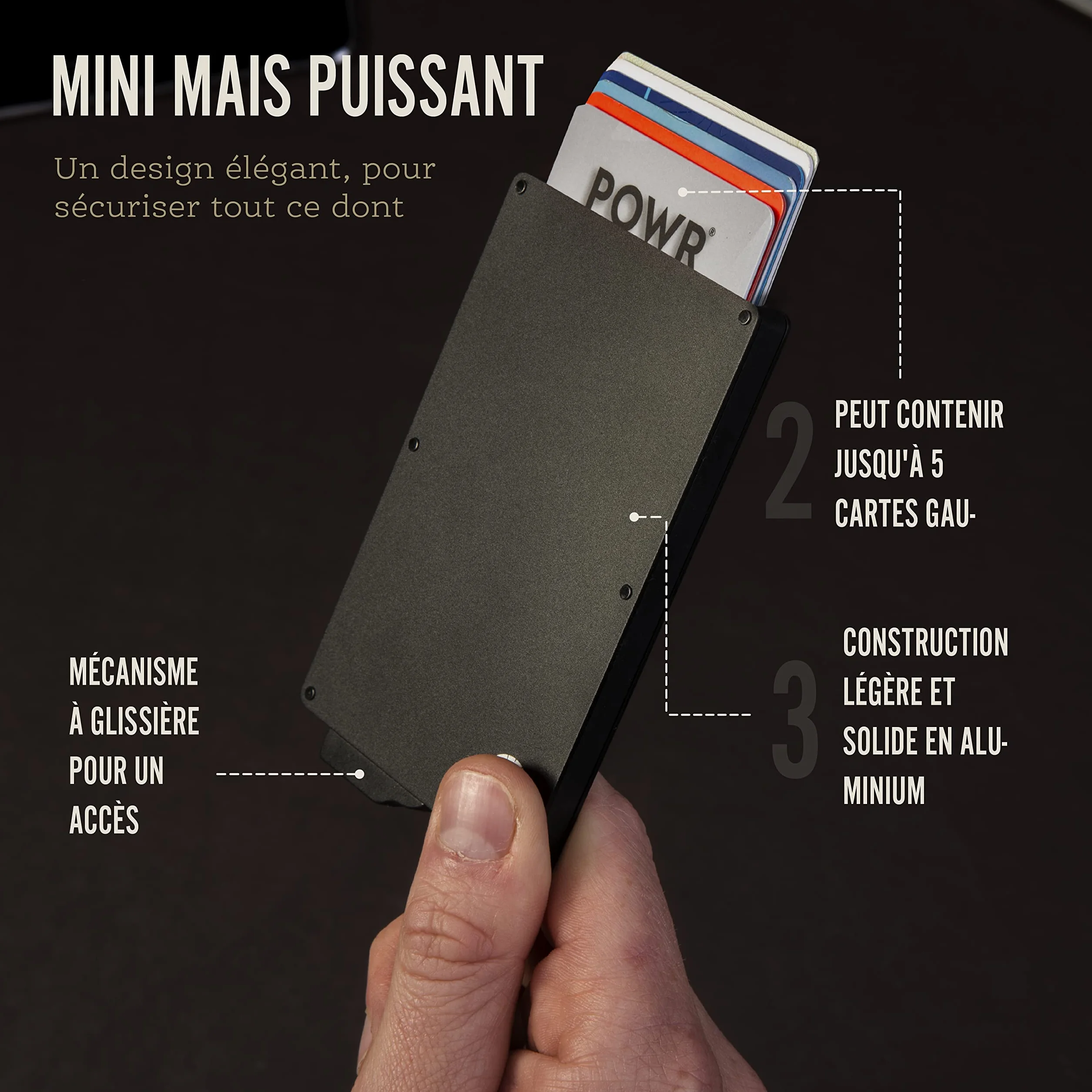 POWR Porte-Cartes RFID Coulissant Protecteur de Cartes de Crédit sans Contact