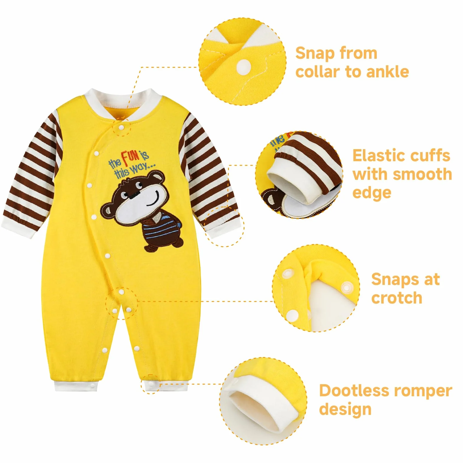 Combinaison Pyjama Bébé Garçon Grenouillère Manches Longues Coton 0-12 Mois