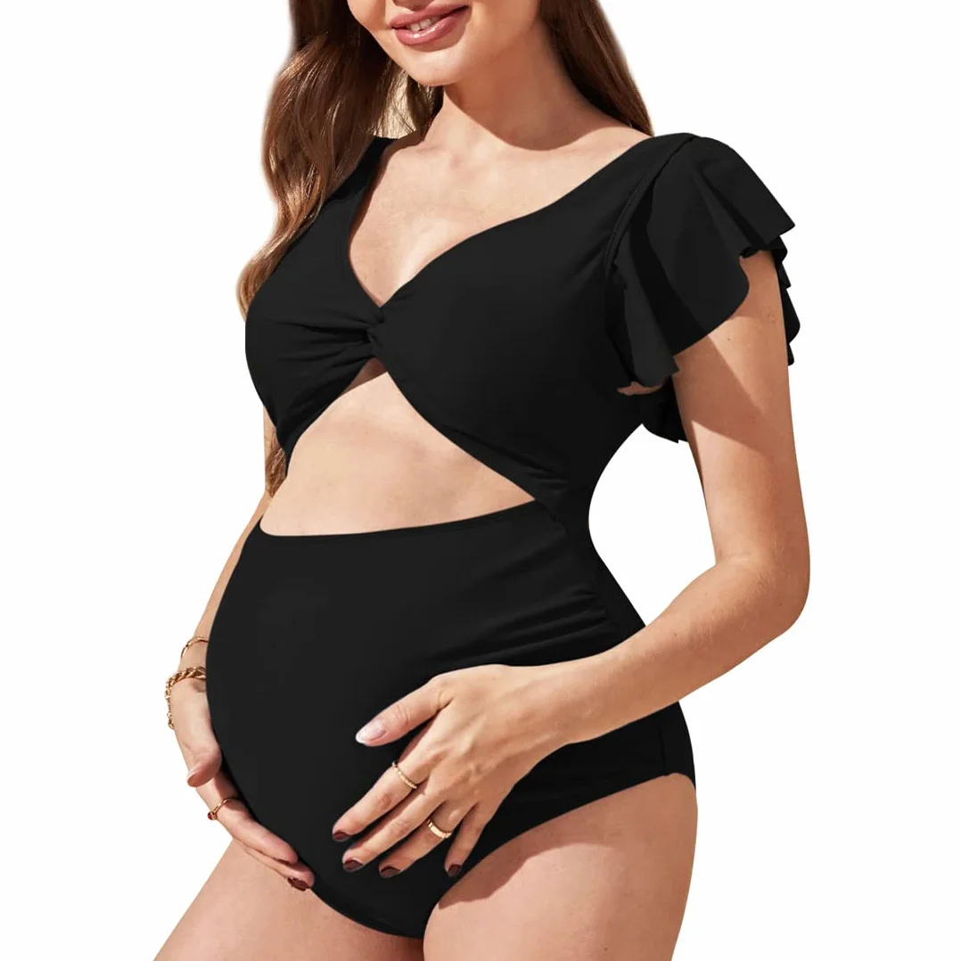 Maillots de Bain Femmes Enceintes Maternity Wear Taille Haute Coupe Moelleuse avec Fourche à l'avant KL301EU