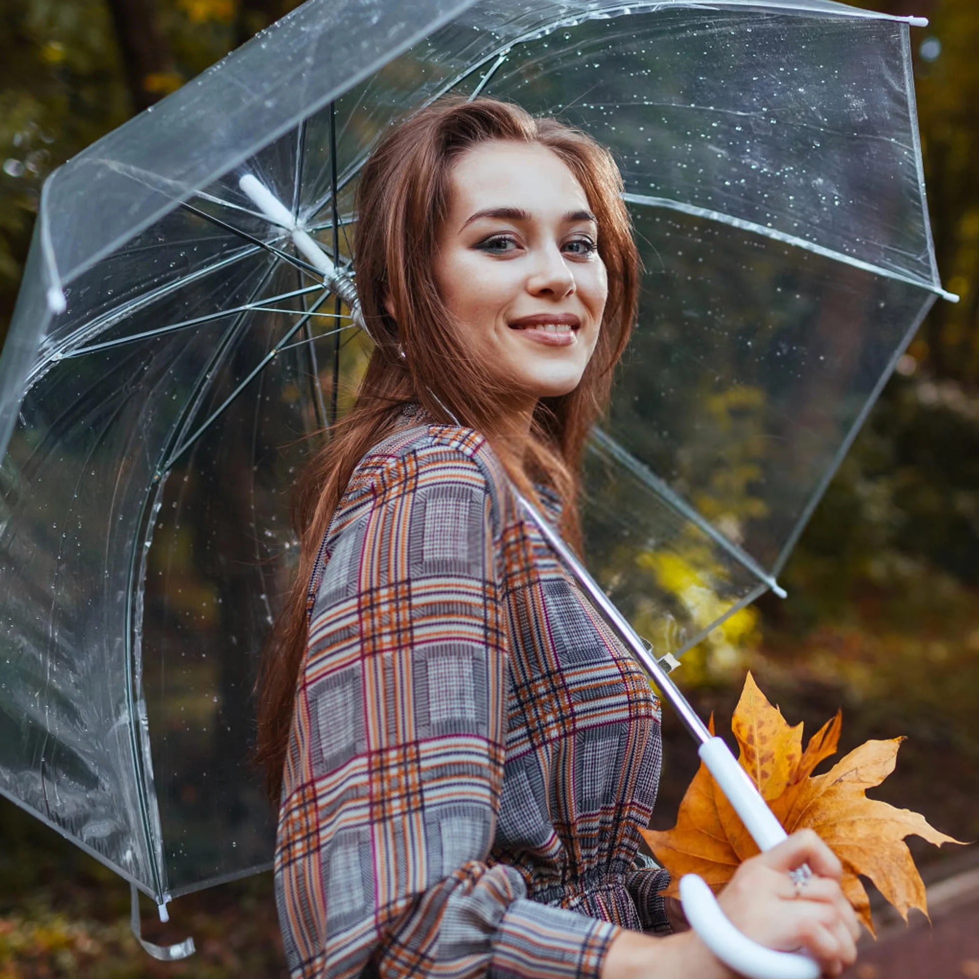 Parapluie transparent automatique 100 cm lot de 6 pour une personne